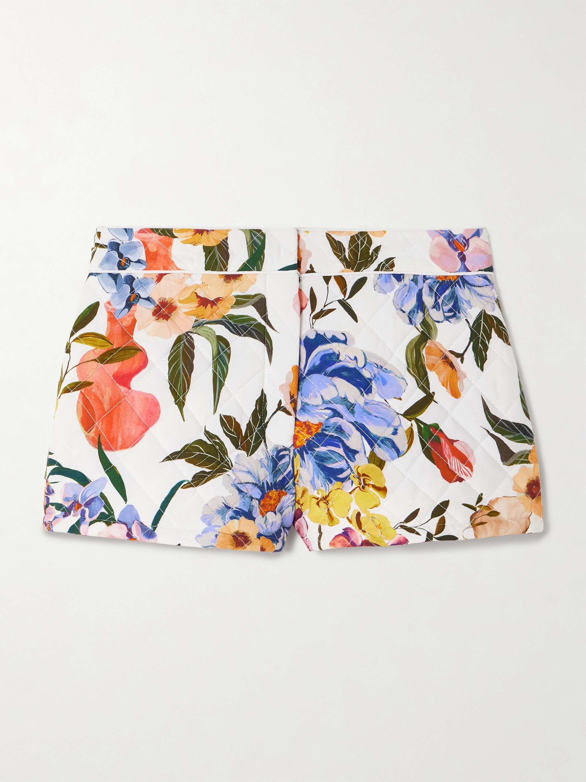 Greek Garden quilted floral-print Lyocell and cotton-blend shorts view