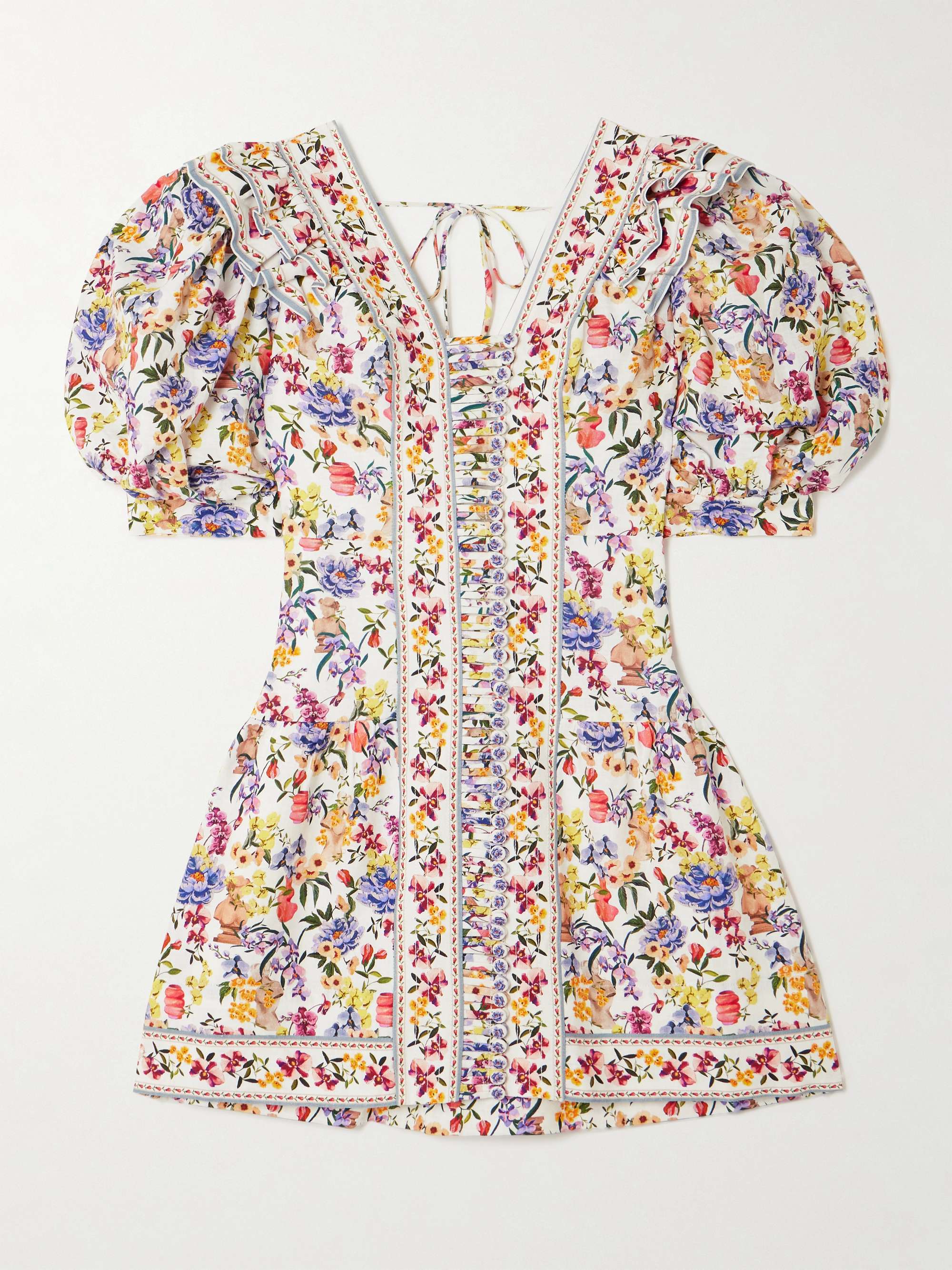 Greek Garden ruffled floral-print linen and LENZING™ ECOVERO™-blend mini dress view