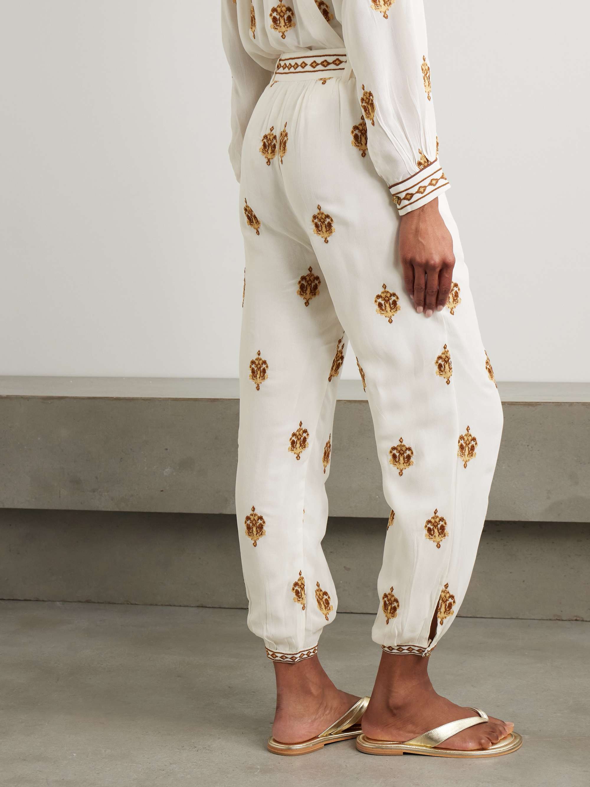Anchor Tapestry embroidered georgette tapered pants view