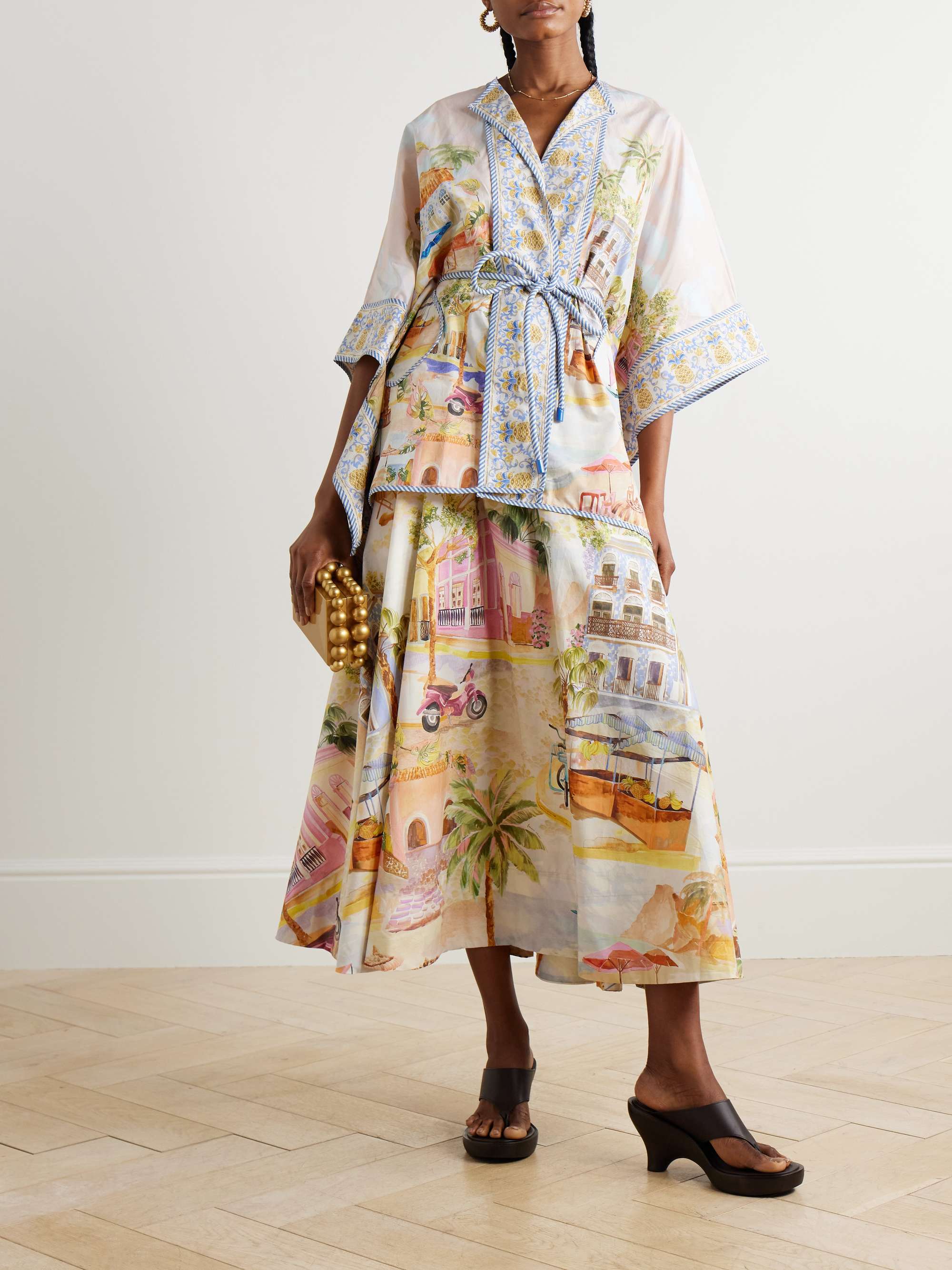 Aracati belted printed organic cotton-poplin tunic view