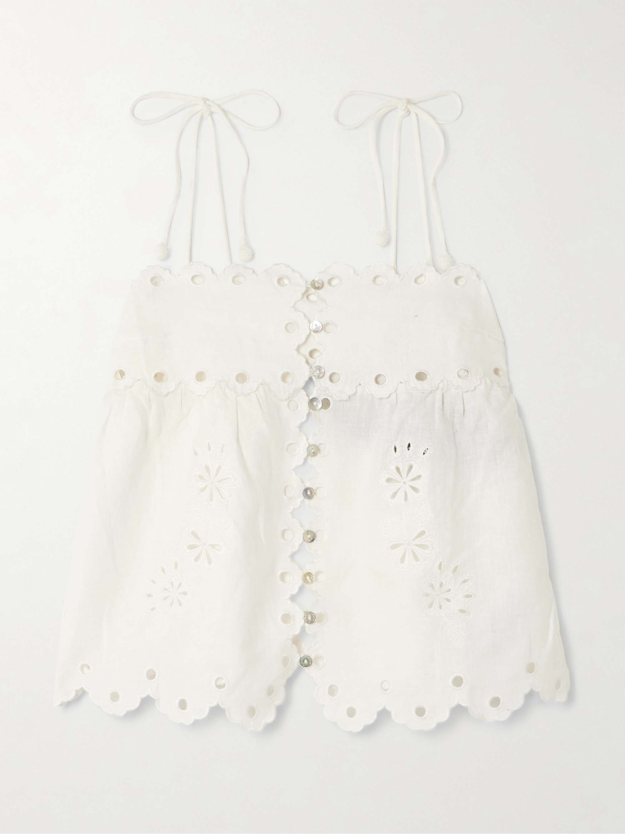 Scalloped broderie anglaise linen camisole view