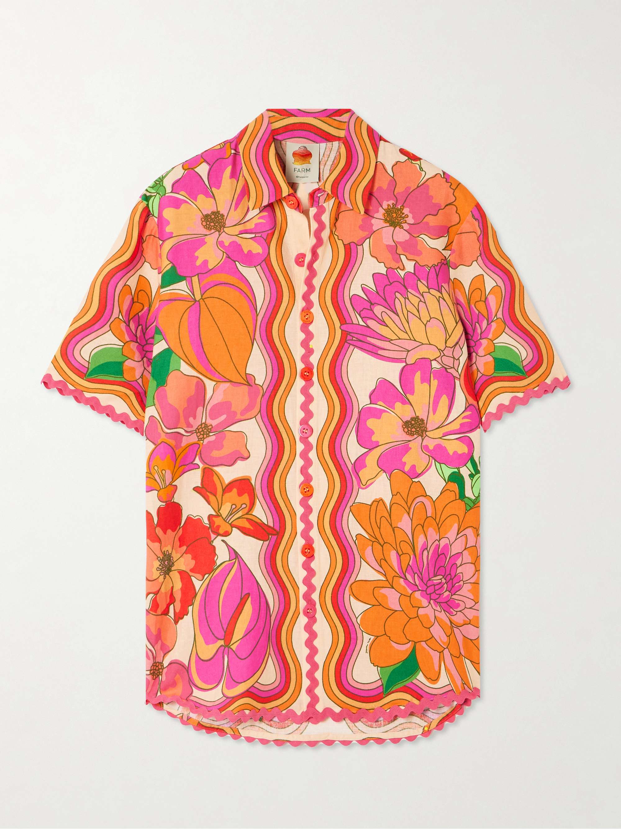 Spring Affair floral-print linen-blend shirt view