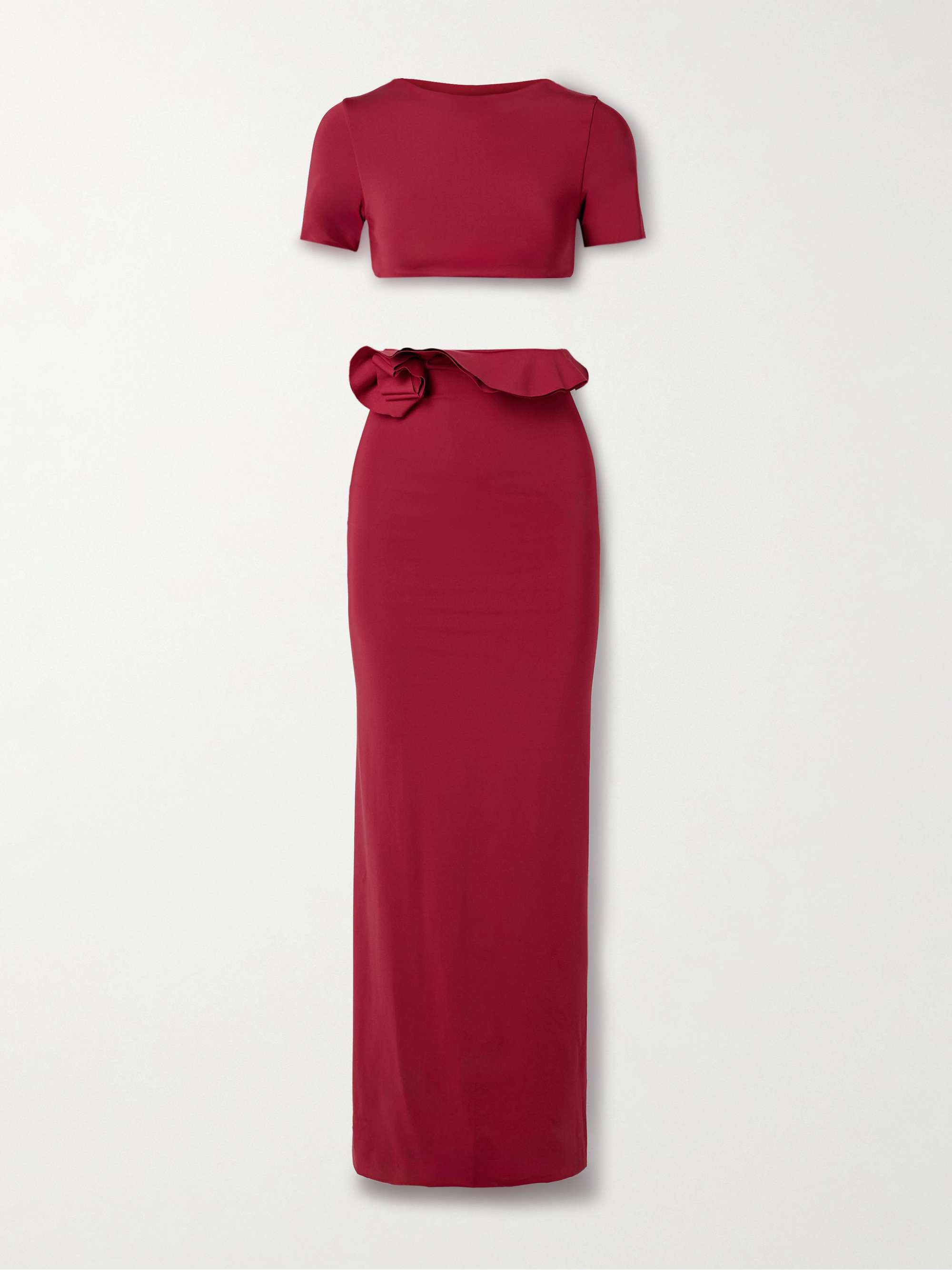 Cowan stretch-jersey T-shirt and ruffled maxi skirt set view