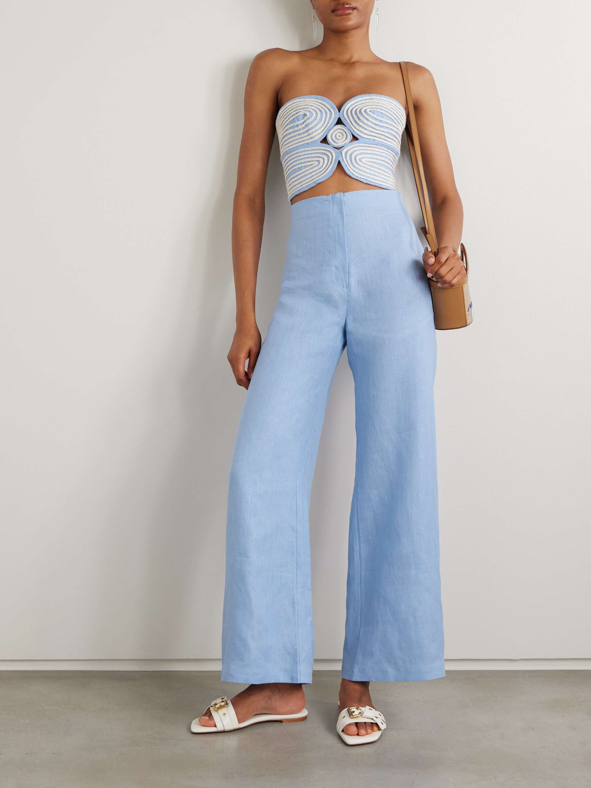 Poesia wide-leg linen pants view