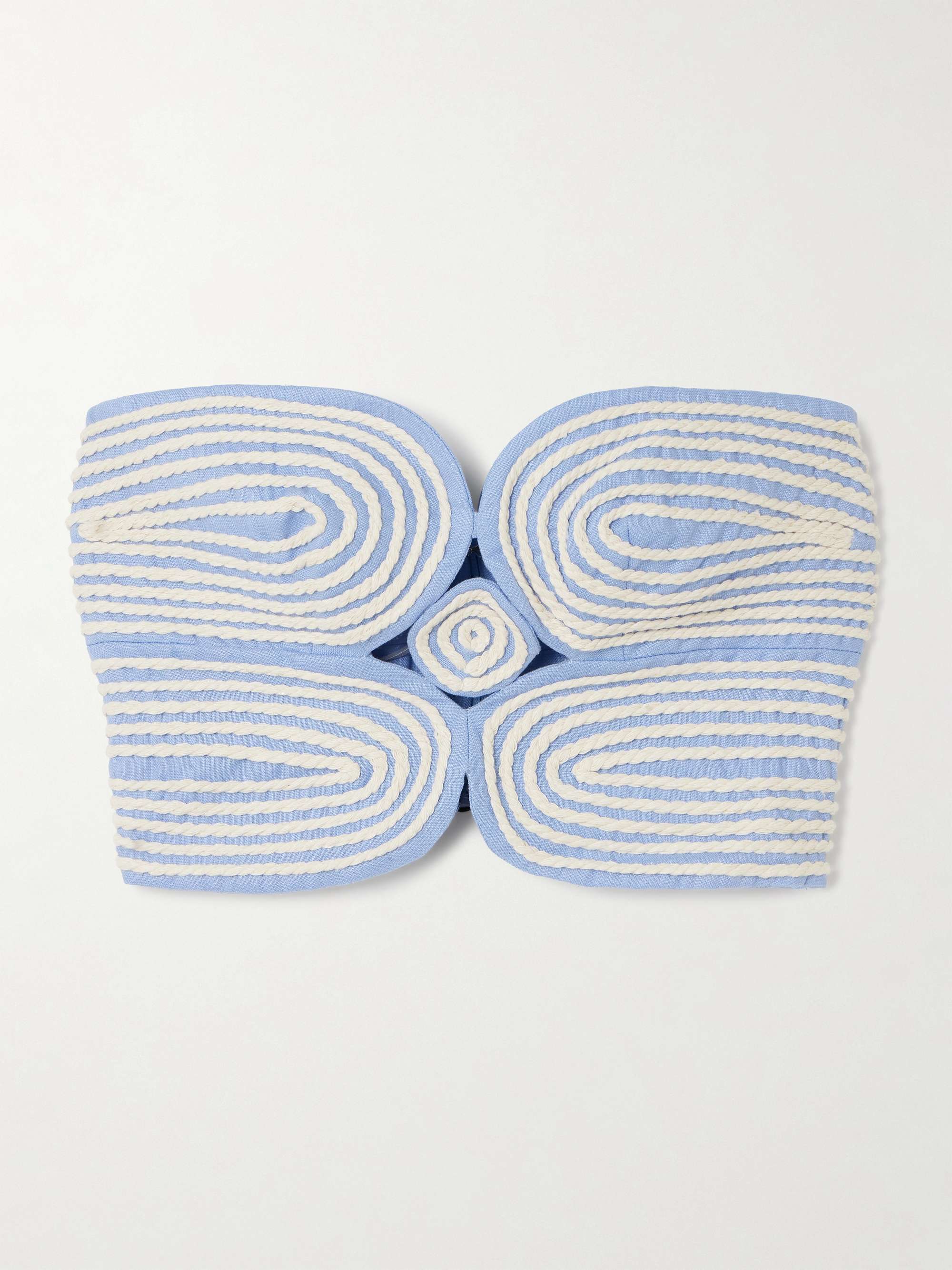 Baia cutout embroidered linen bustier top view