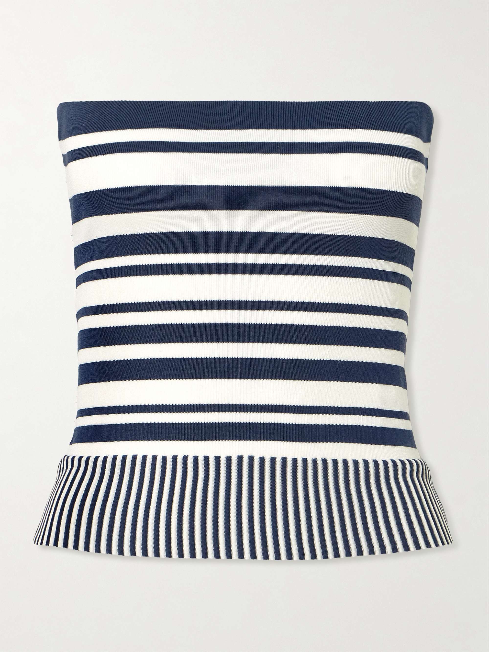 Citara strapless striped cotton-blend top view