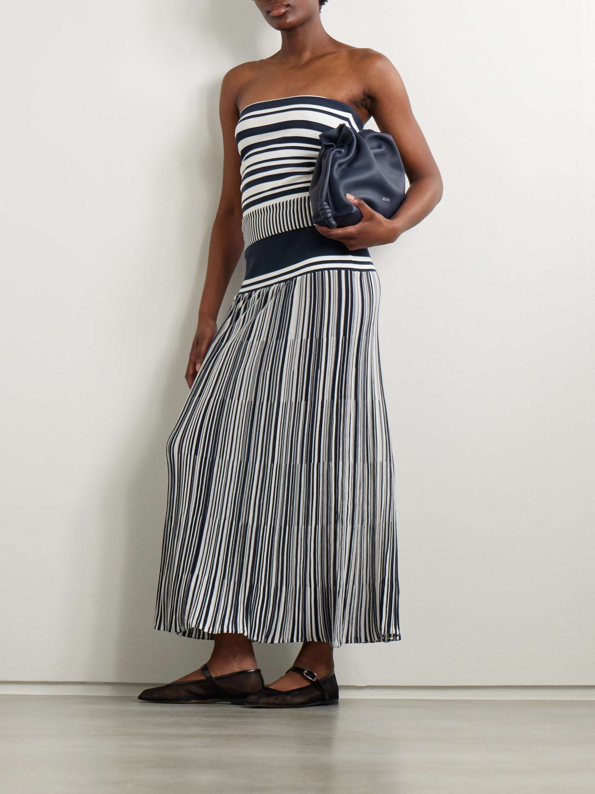 Citara strapless striped cotton-blend top view