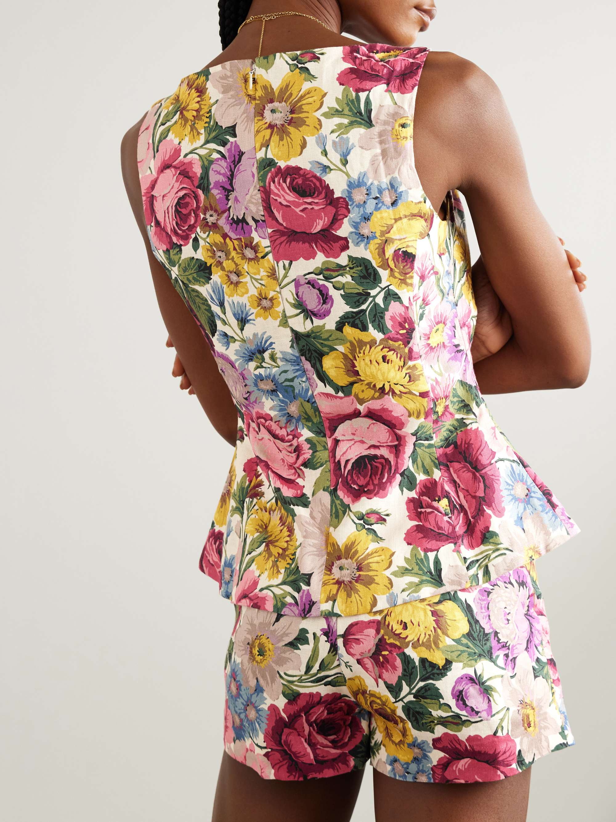 Ana floral-print linen top view