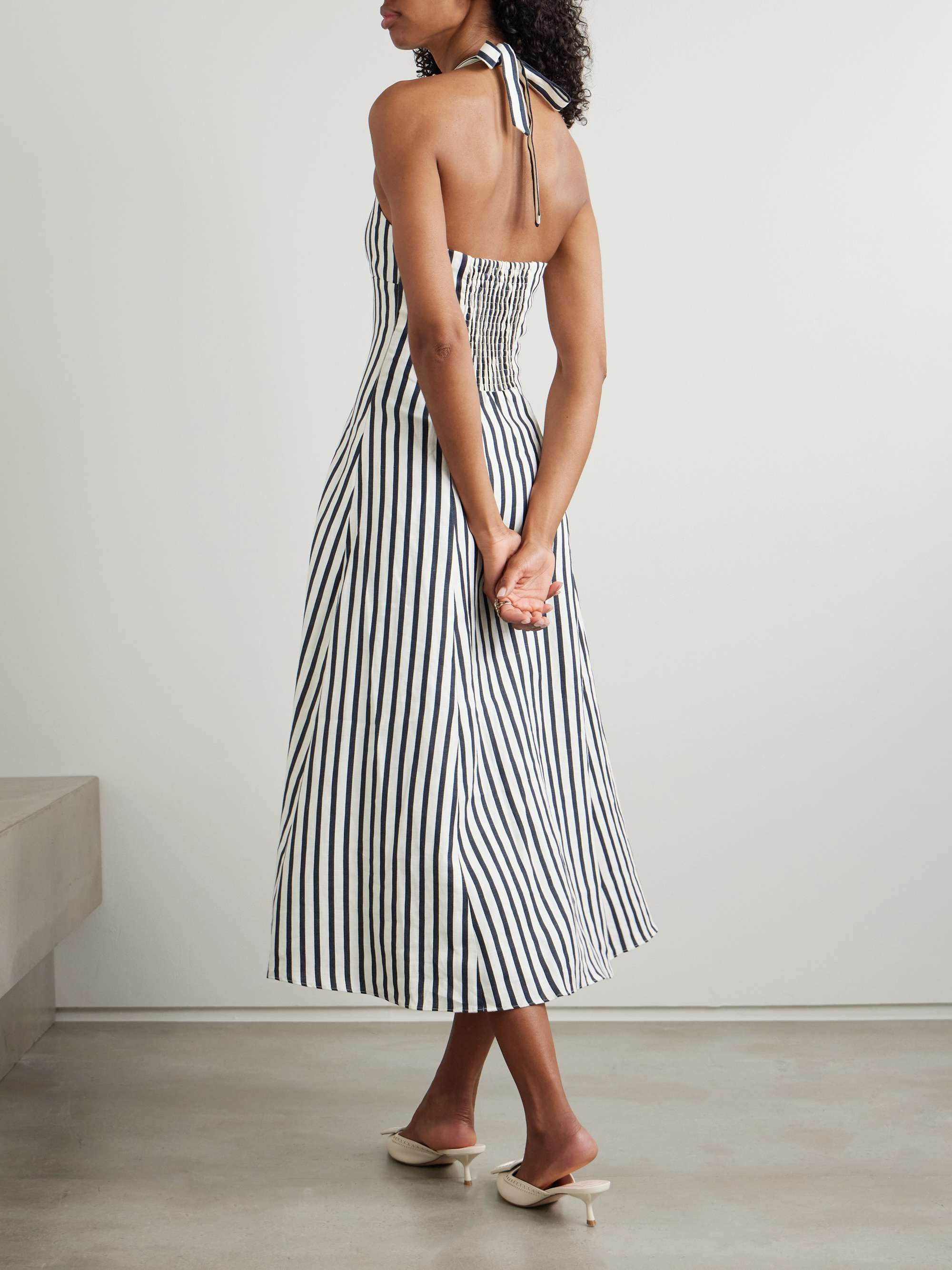 Marie striped linen halterneck midi dress view