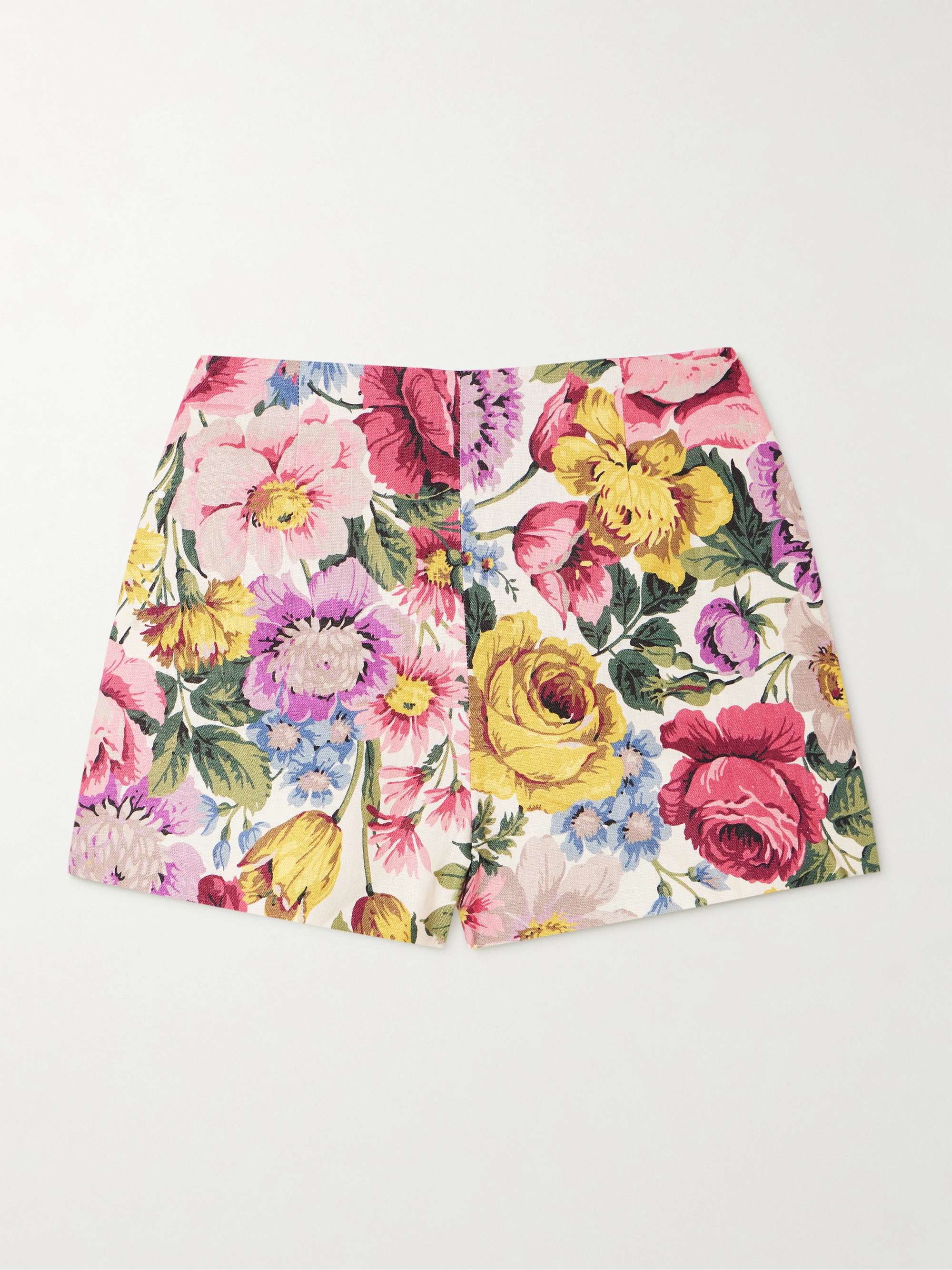 Lila floral-print linen shorts view