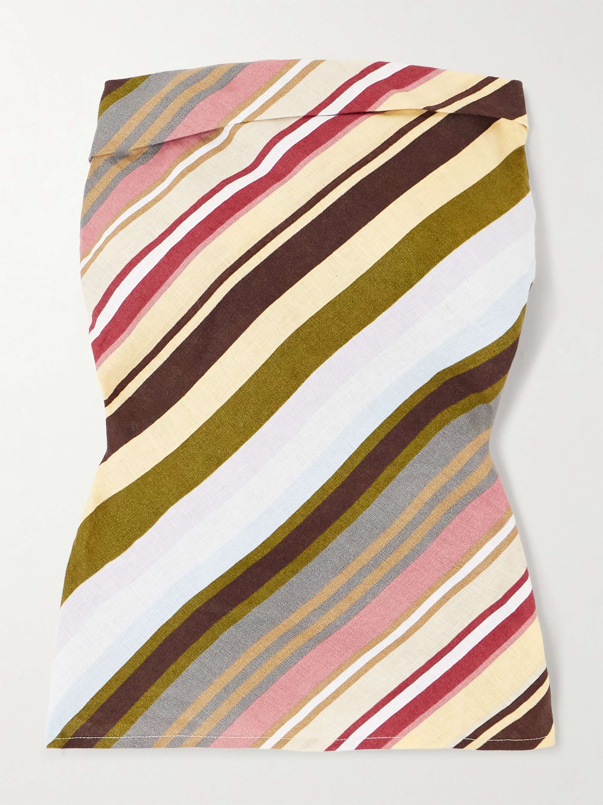 Strapless striped linen top view