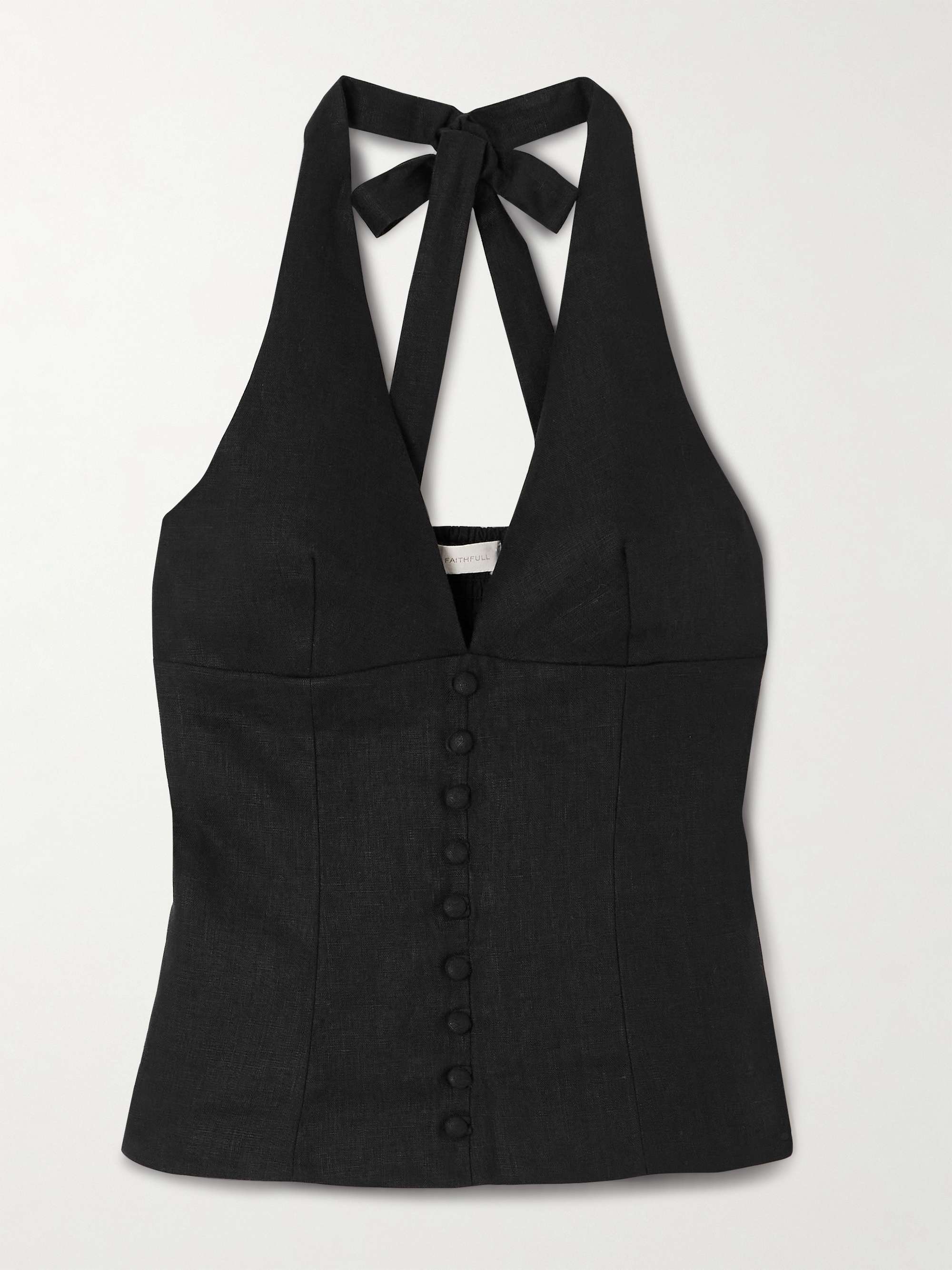 Marie linen halterneck top view