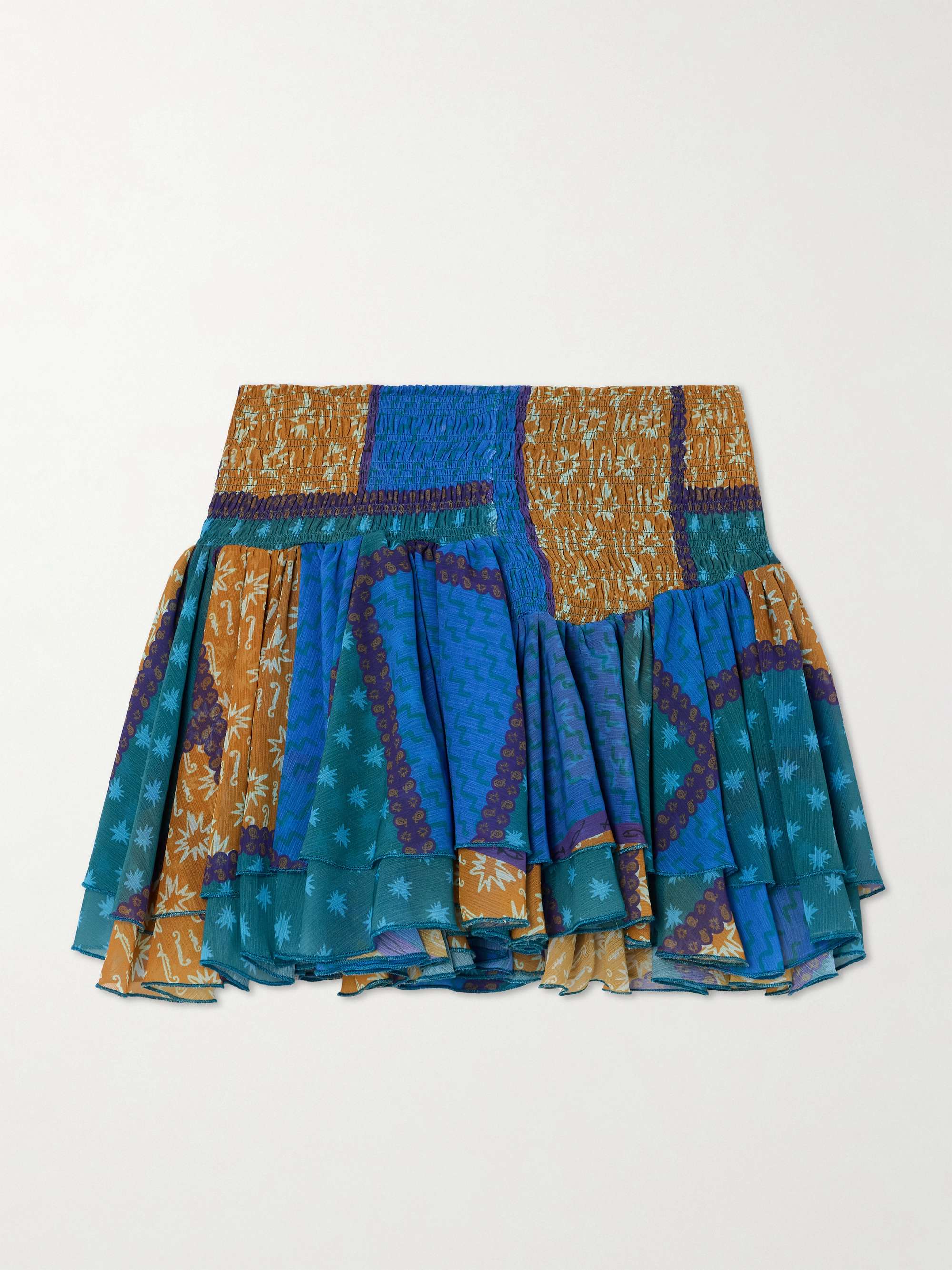 Estrellitas tiered smocked printed chiffon mini skirt view