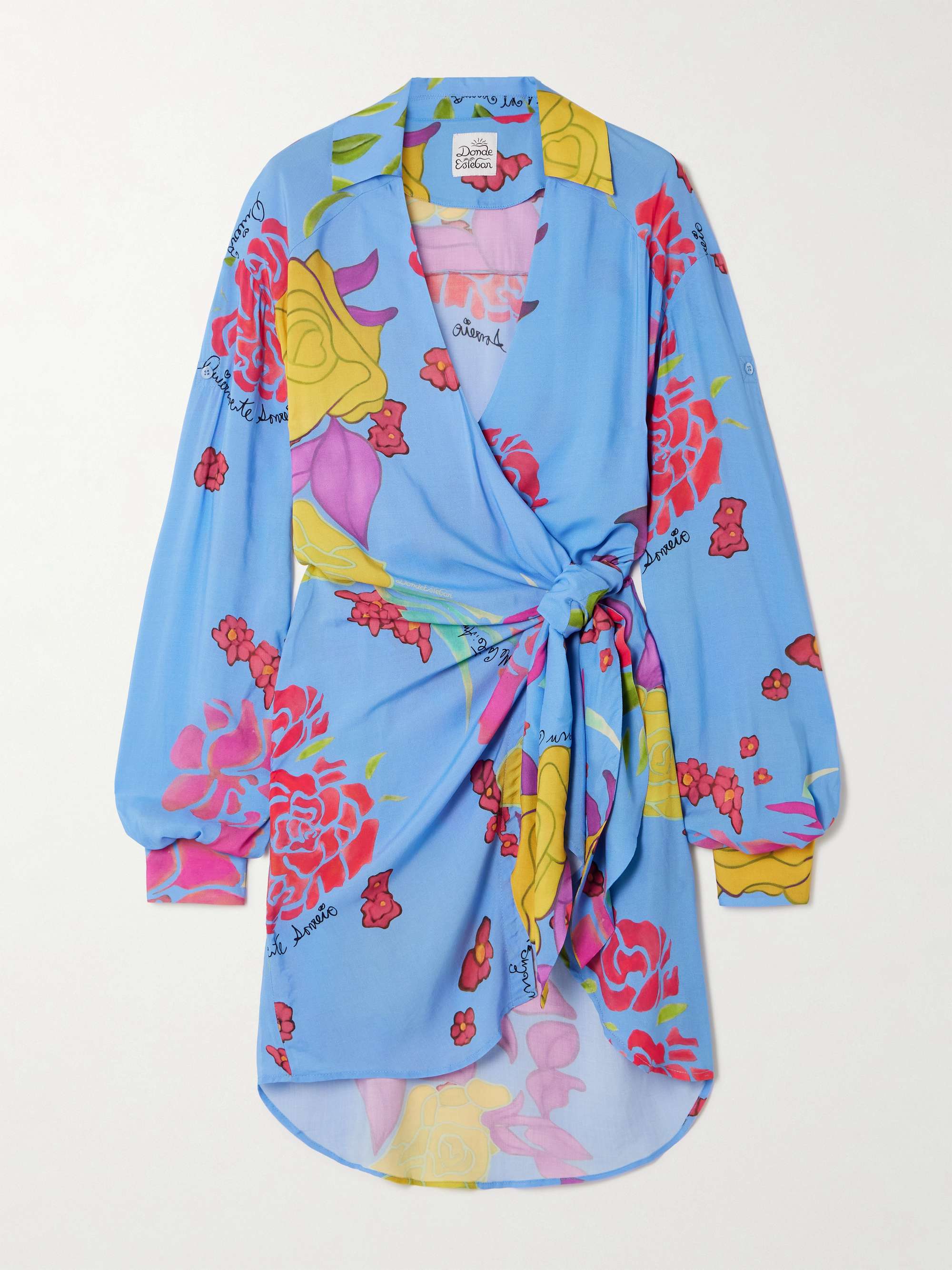 Cielo floral-print crepe mini wrap dress view