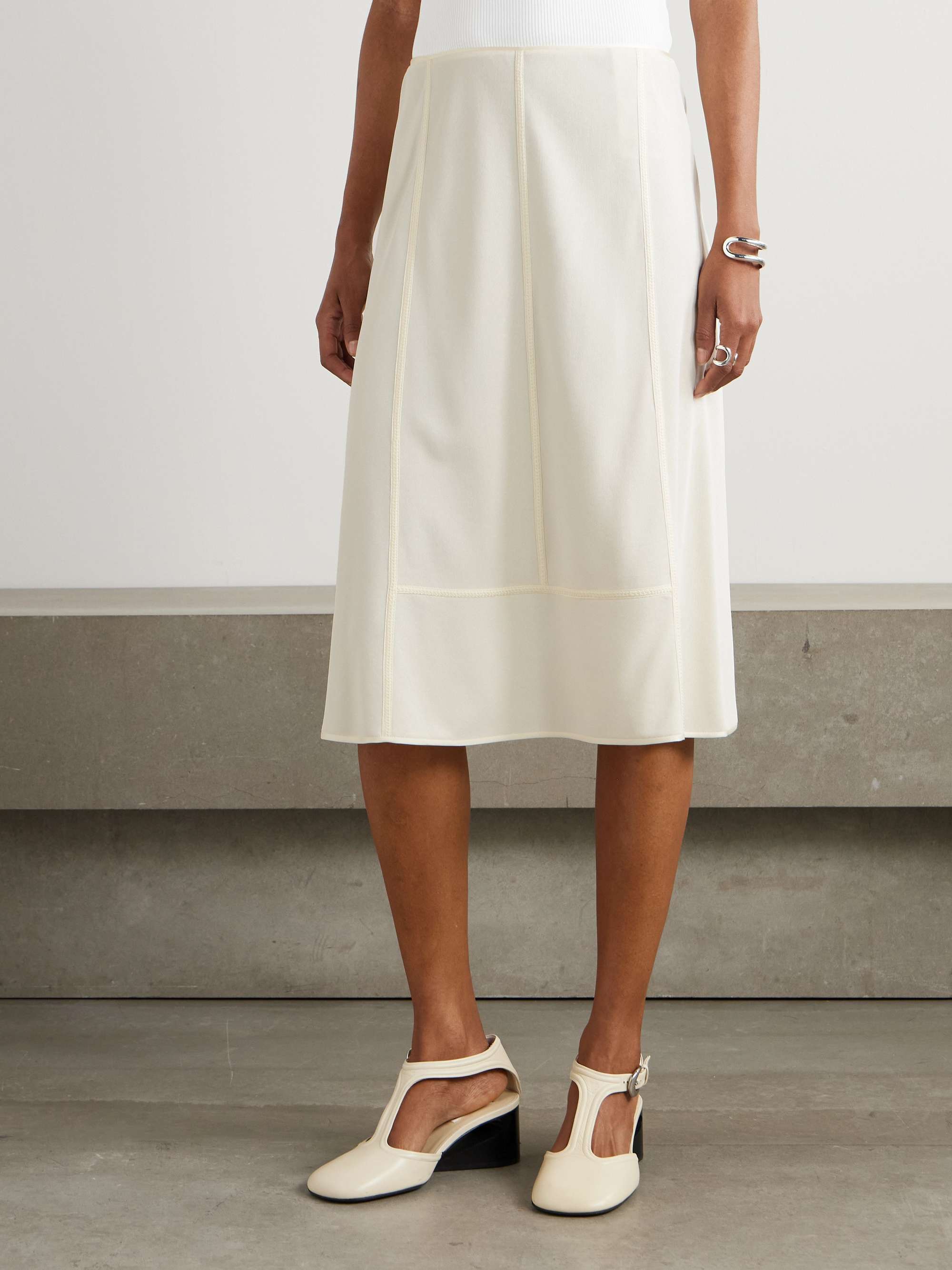 Paneled jersey midi skirt view
