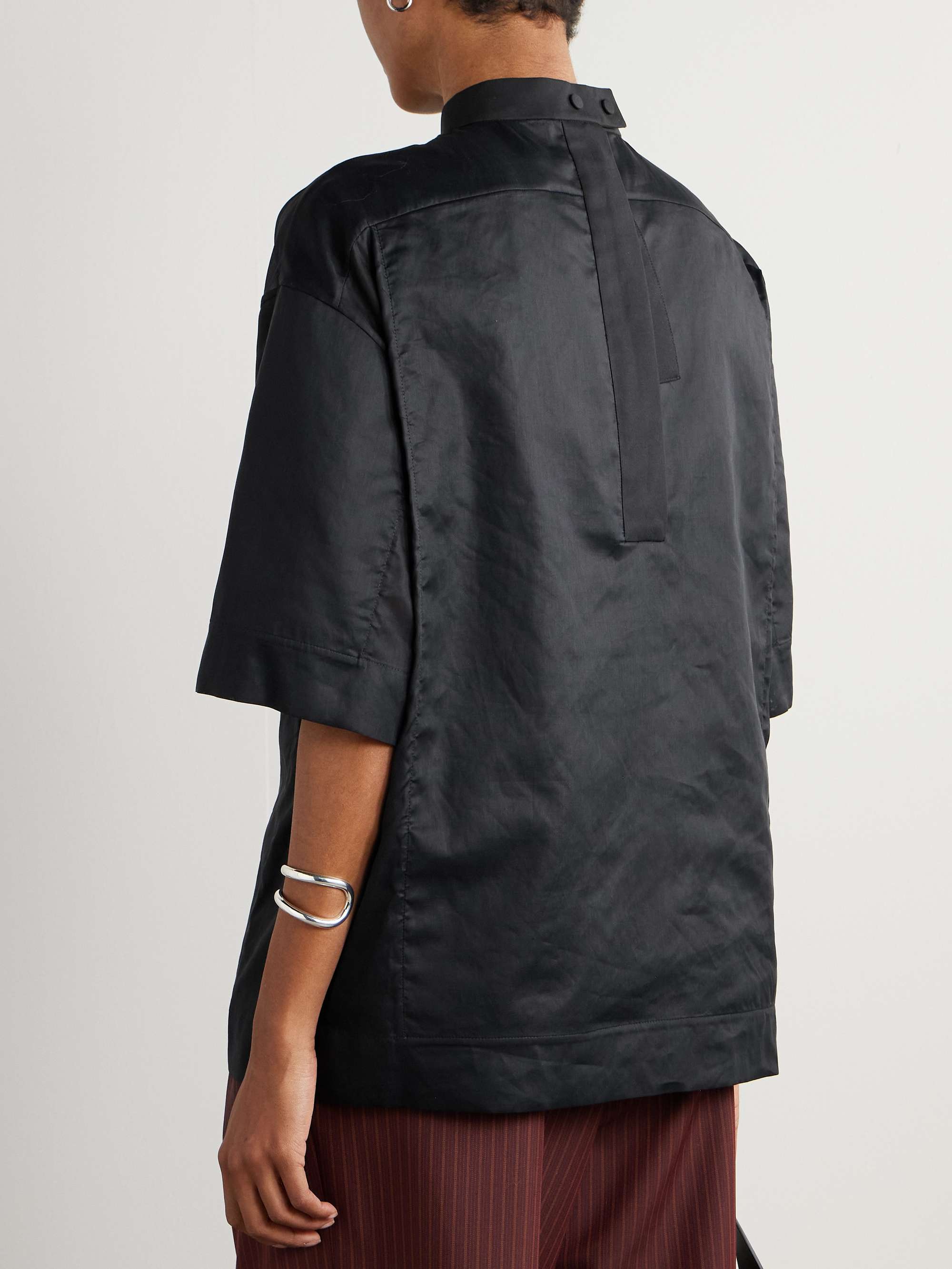 Oversized organza-trimmed cotton-poplin top view