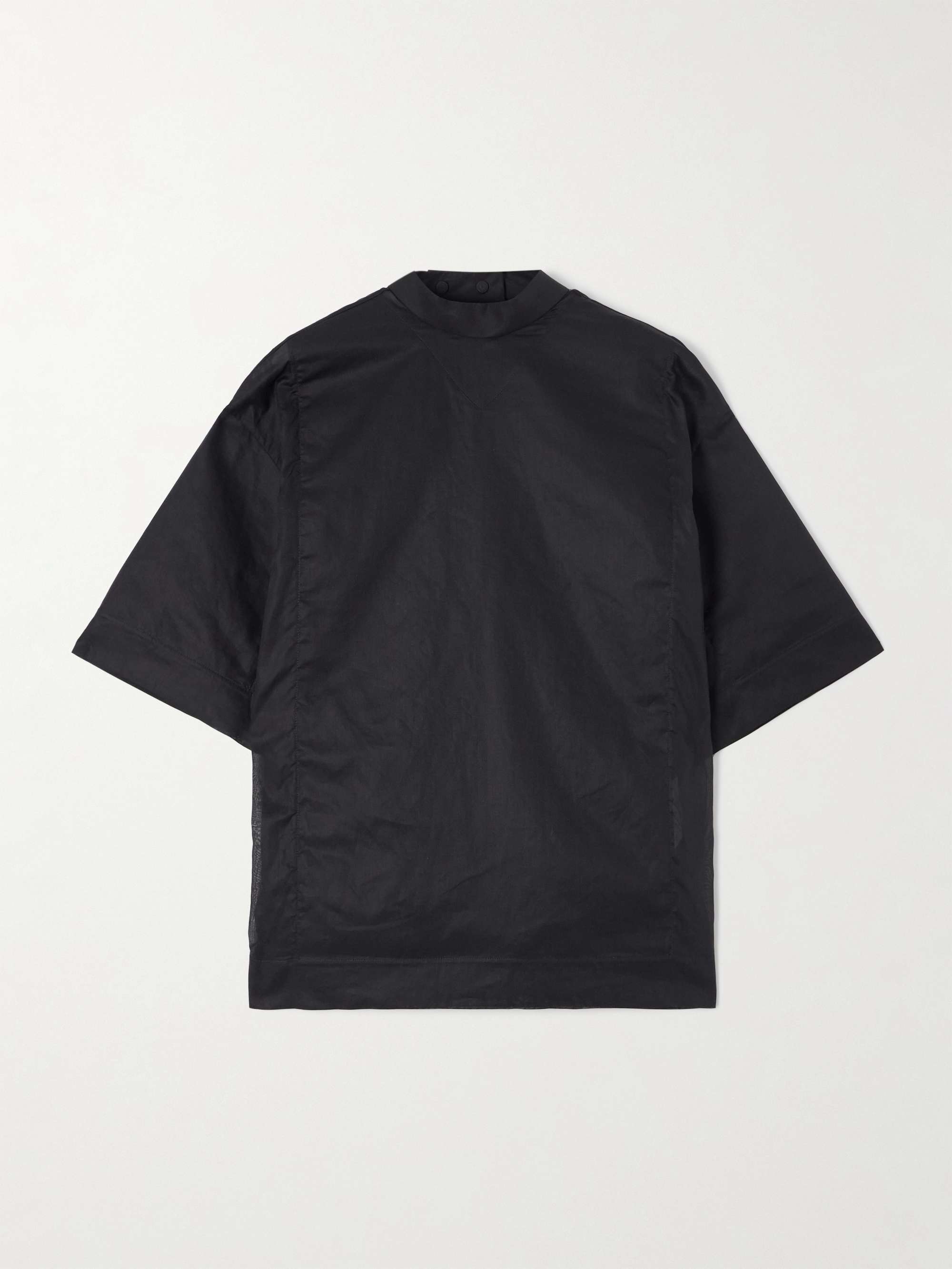Oversized organza-trimmed cotton-poplin top view