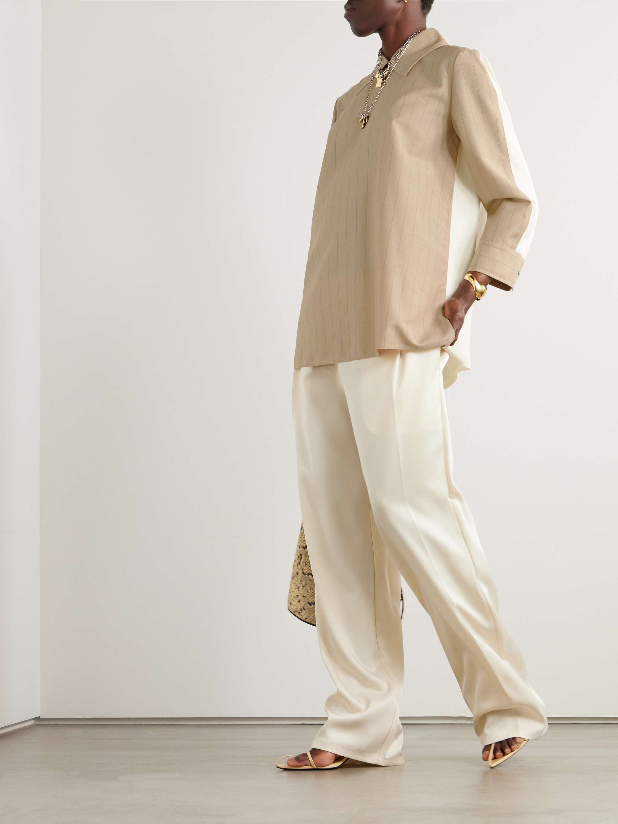 Pinstriped wool and mohair-blend blouse view
