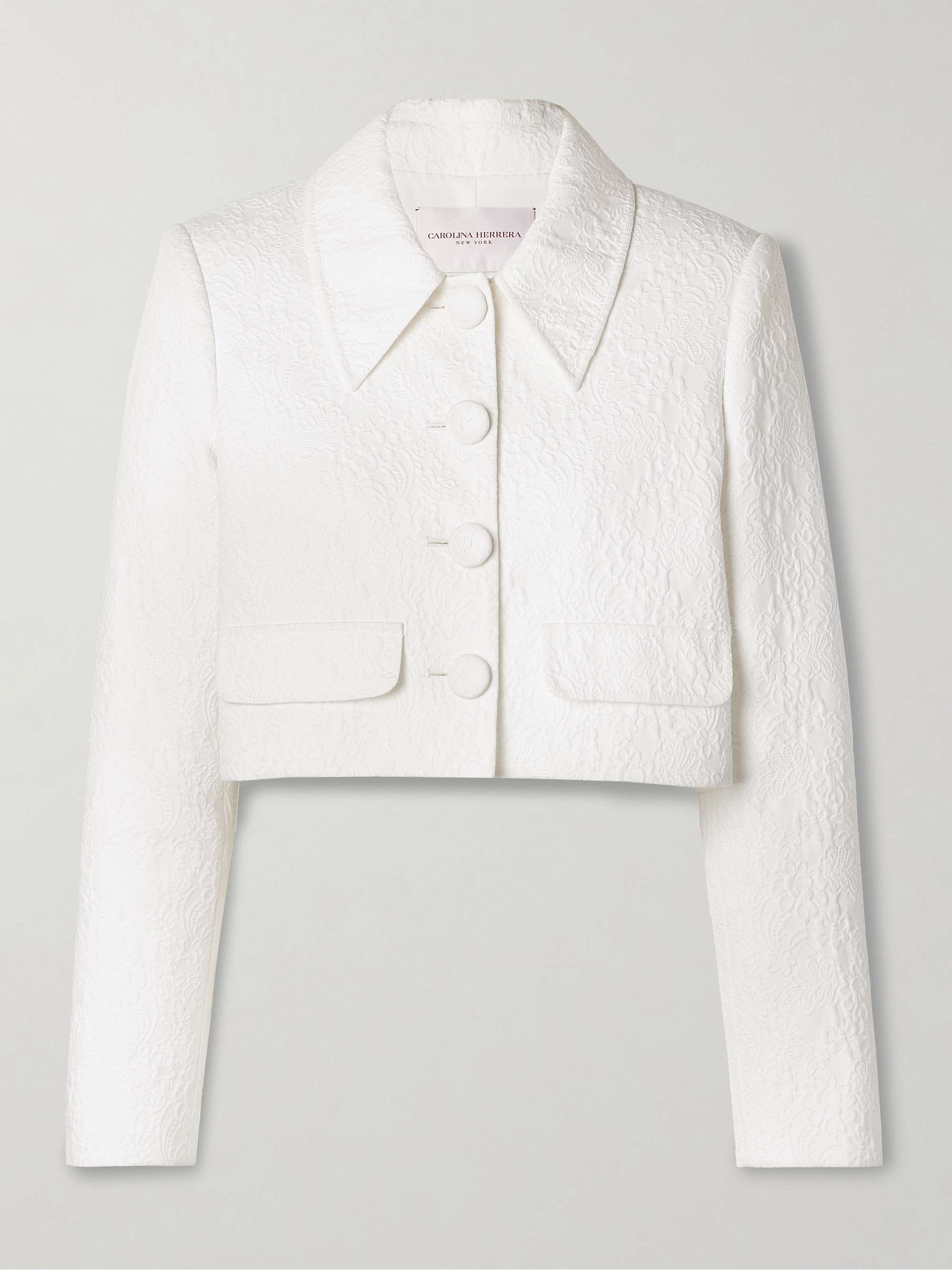 Cropped cotton-blend cloqué jacket view
