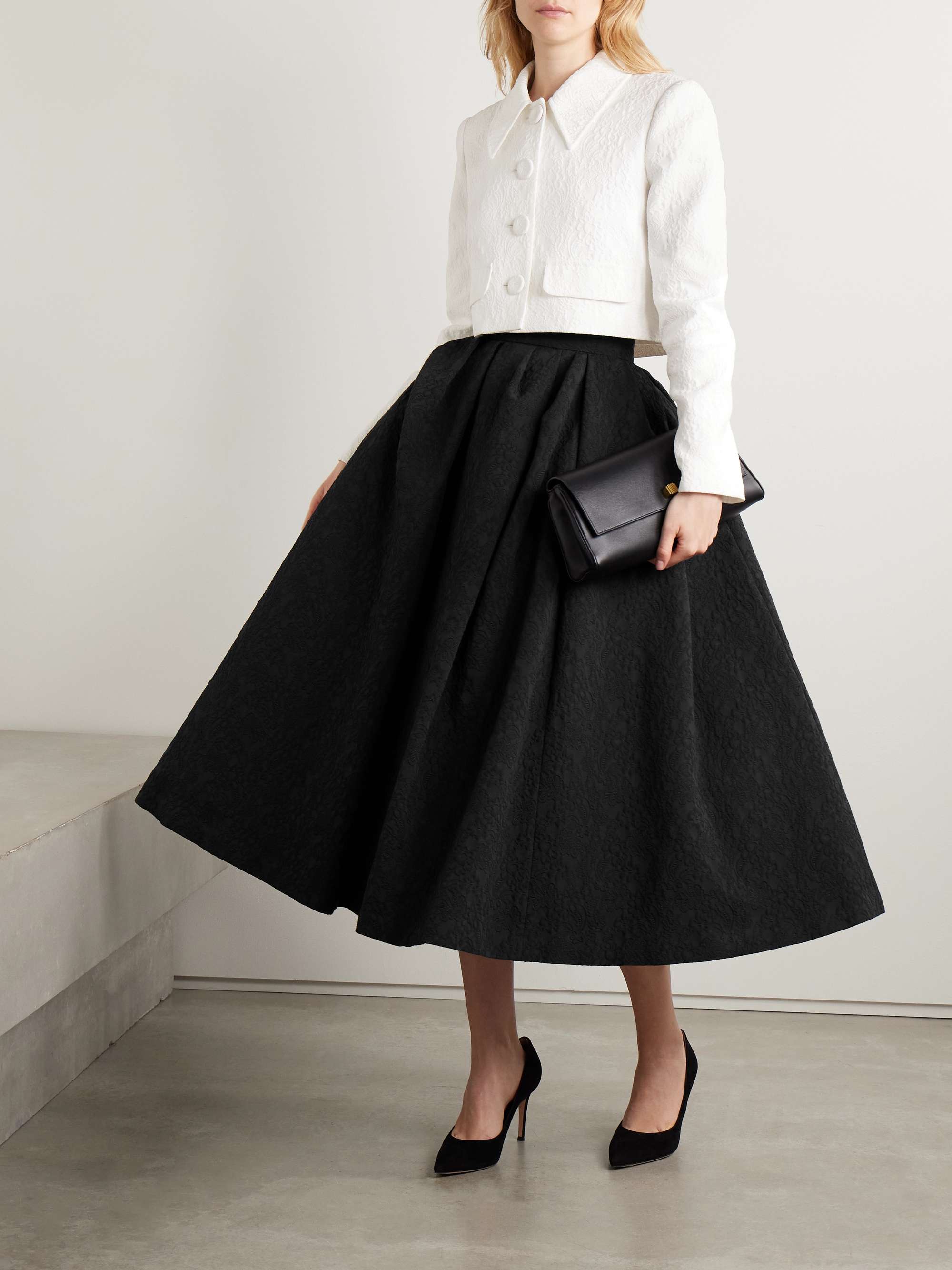 Cropped cotton-blend cloqué jacket view