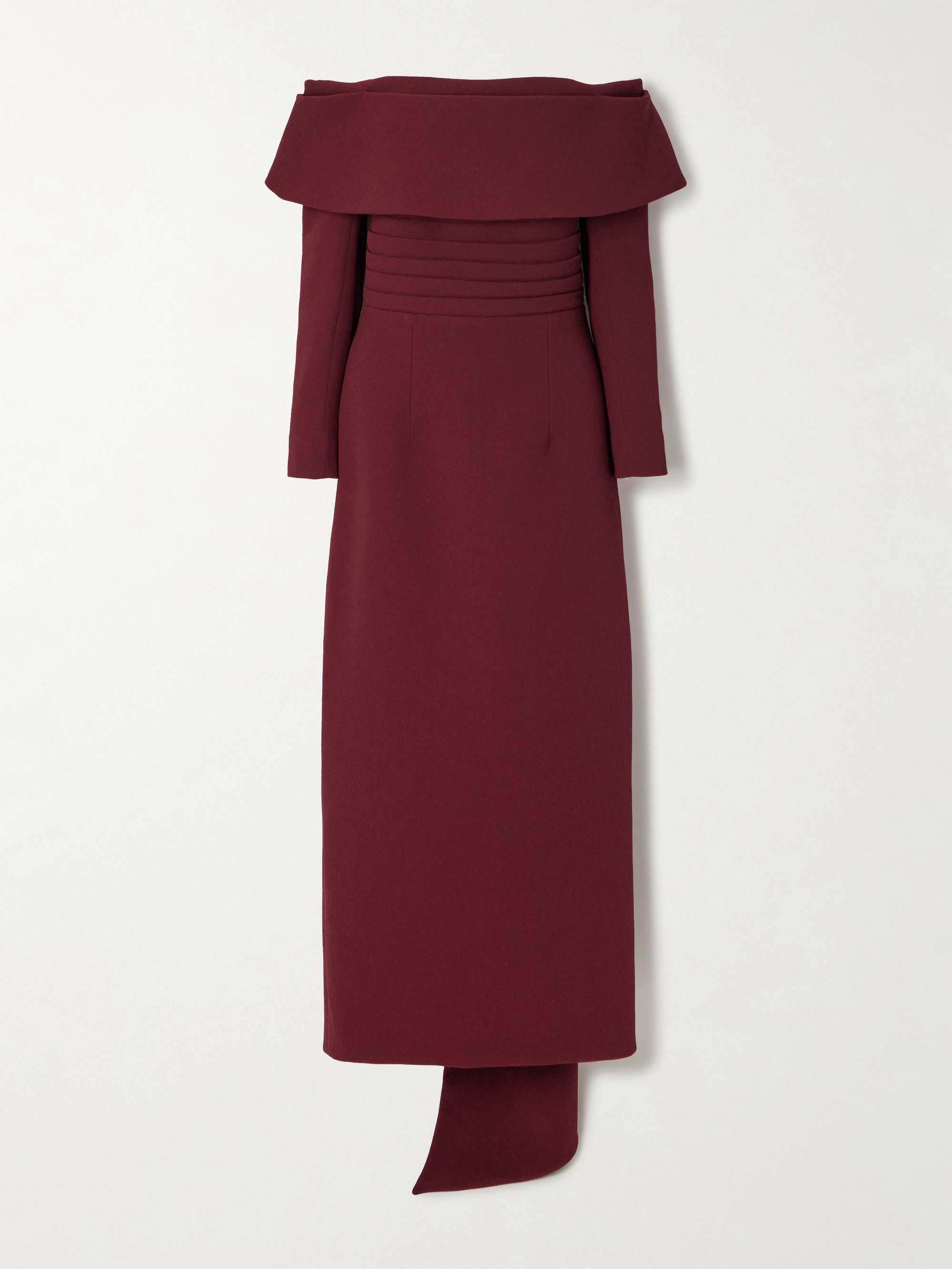 Derika off-the-shoulder pleated textured-crepe gown view