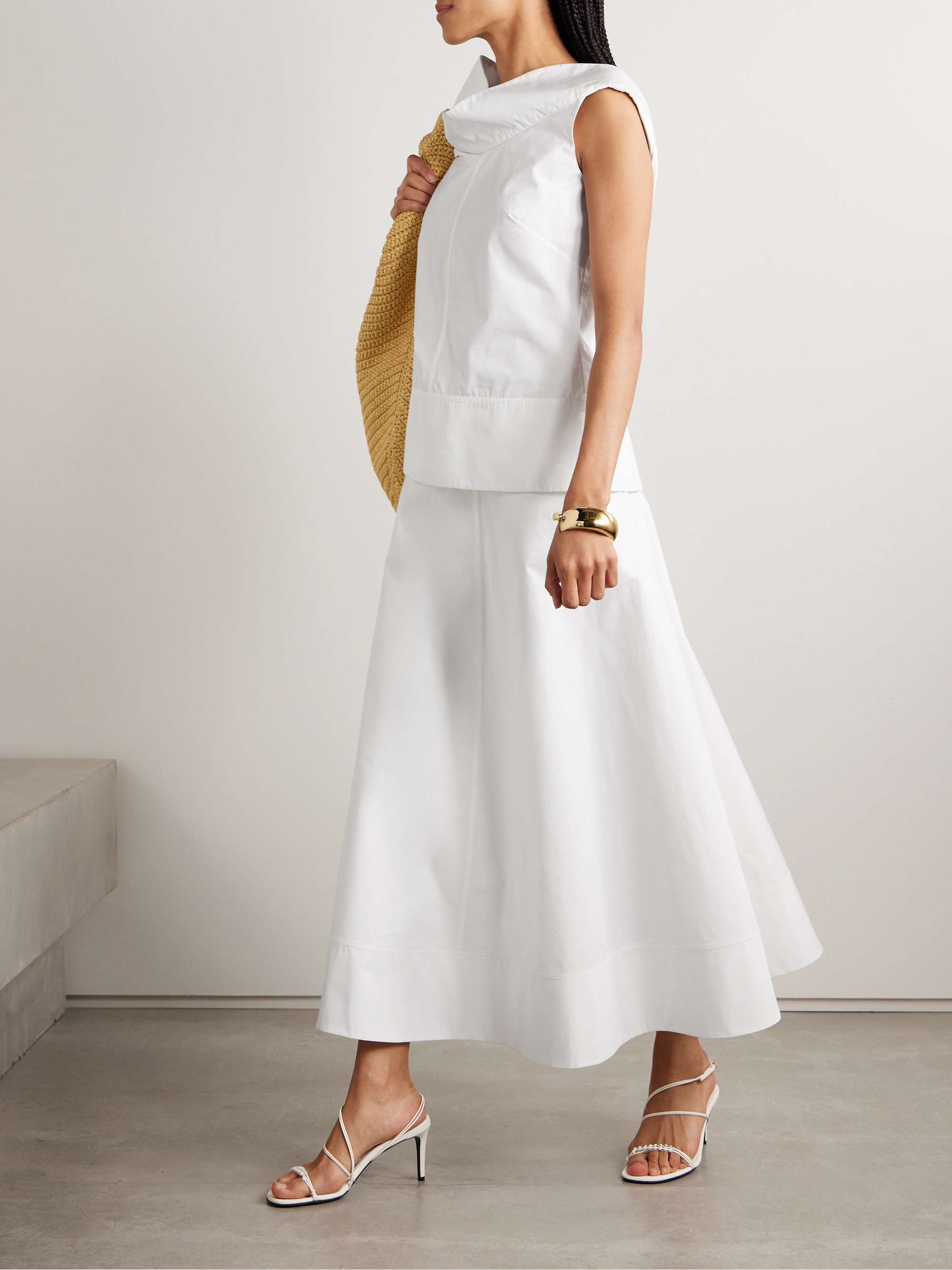 The Bowie draped cotton-poplin top view