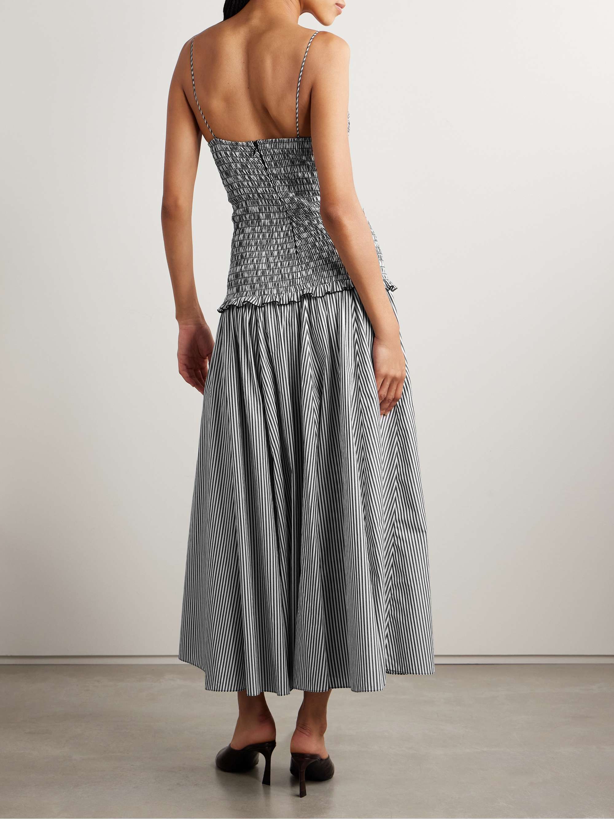 The Josie shirred striped cotton midi dress view