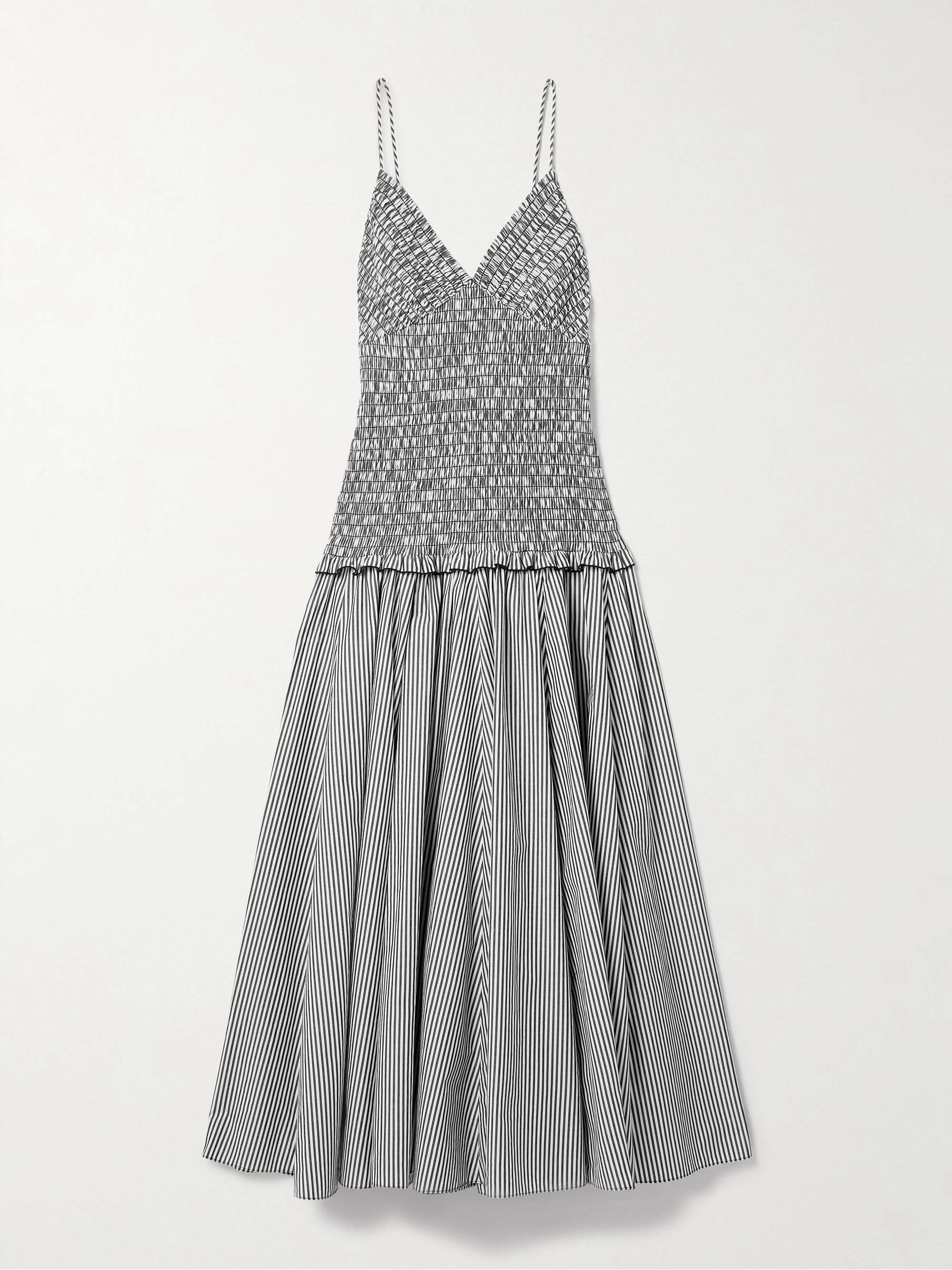 The Josie shirred striped cotton midi dress view