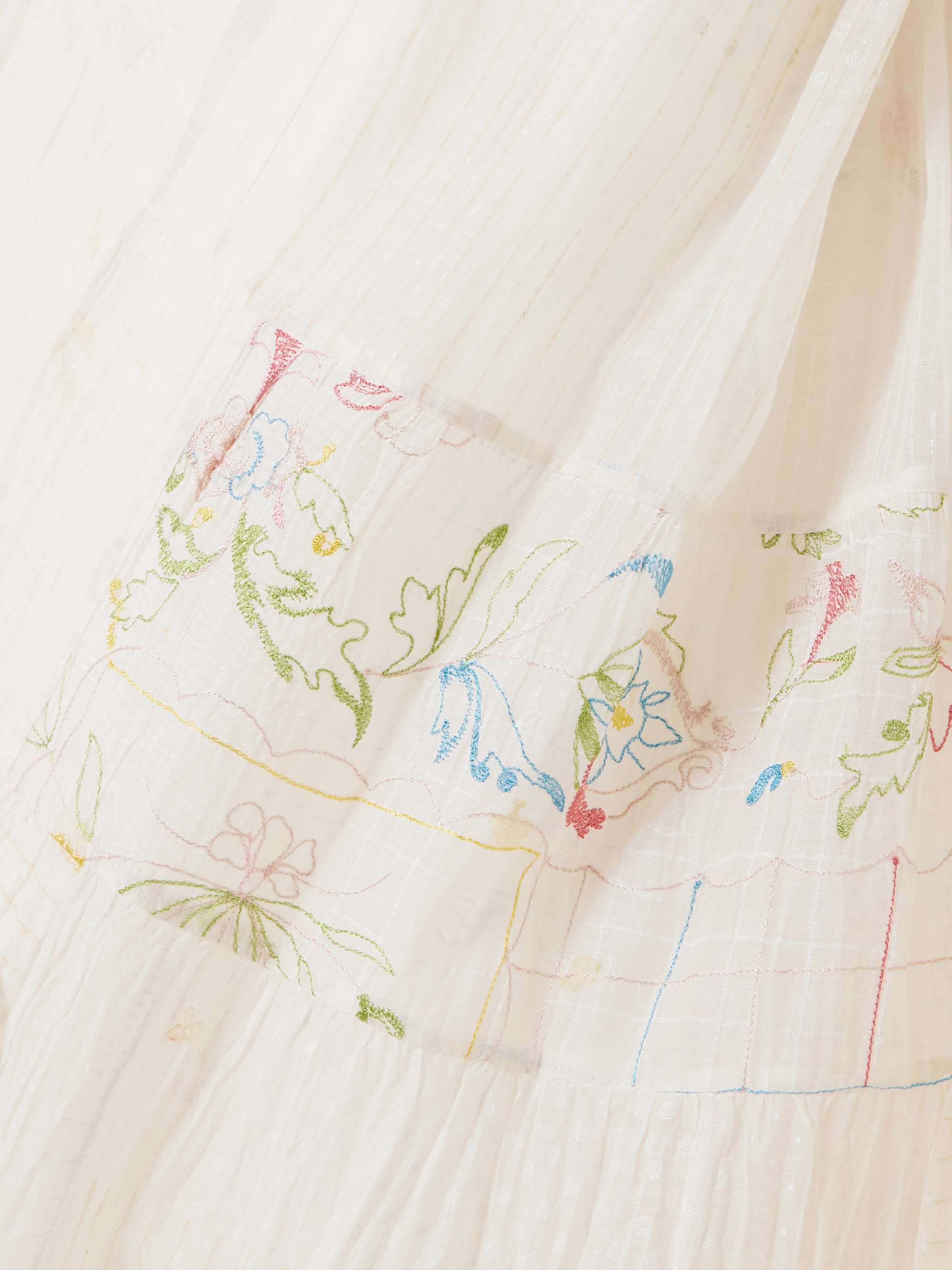 Citrine embroidered printed cotton and silk-blend voile midi dress view