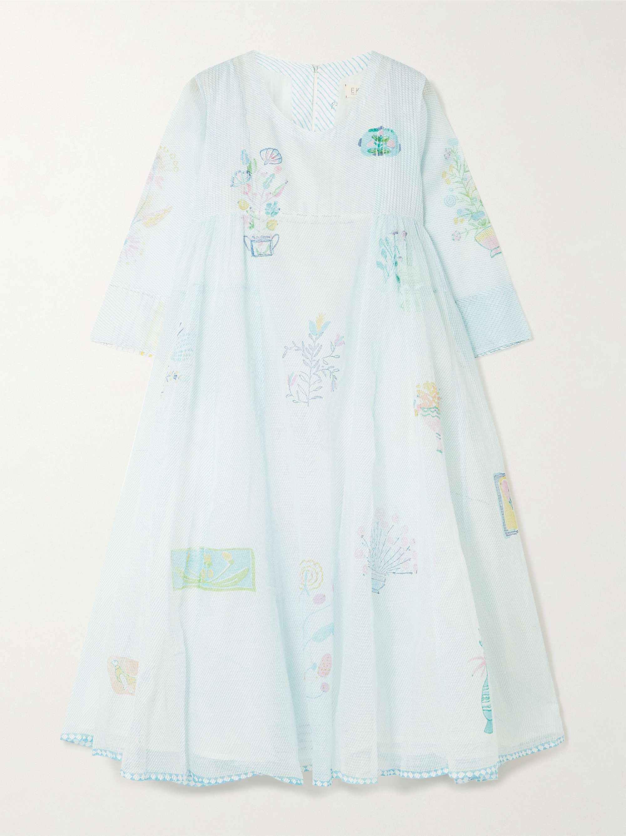 Heather pintucked printed cotton Kota Doriya midi dress view
