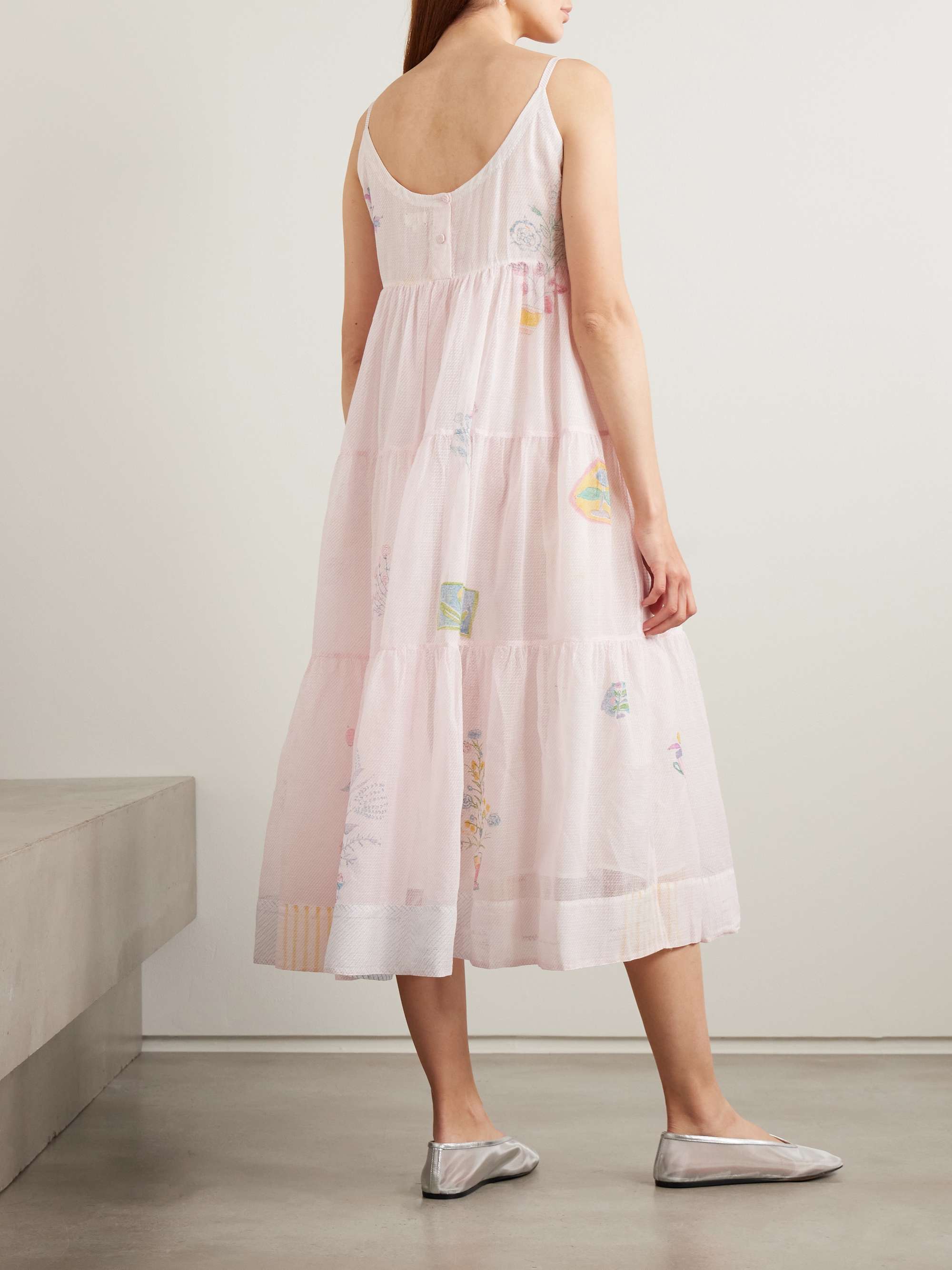 Ikumi tiered printed cotton Kota Doriya midi dress view