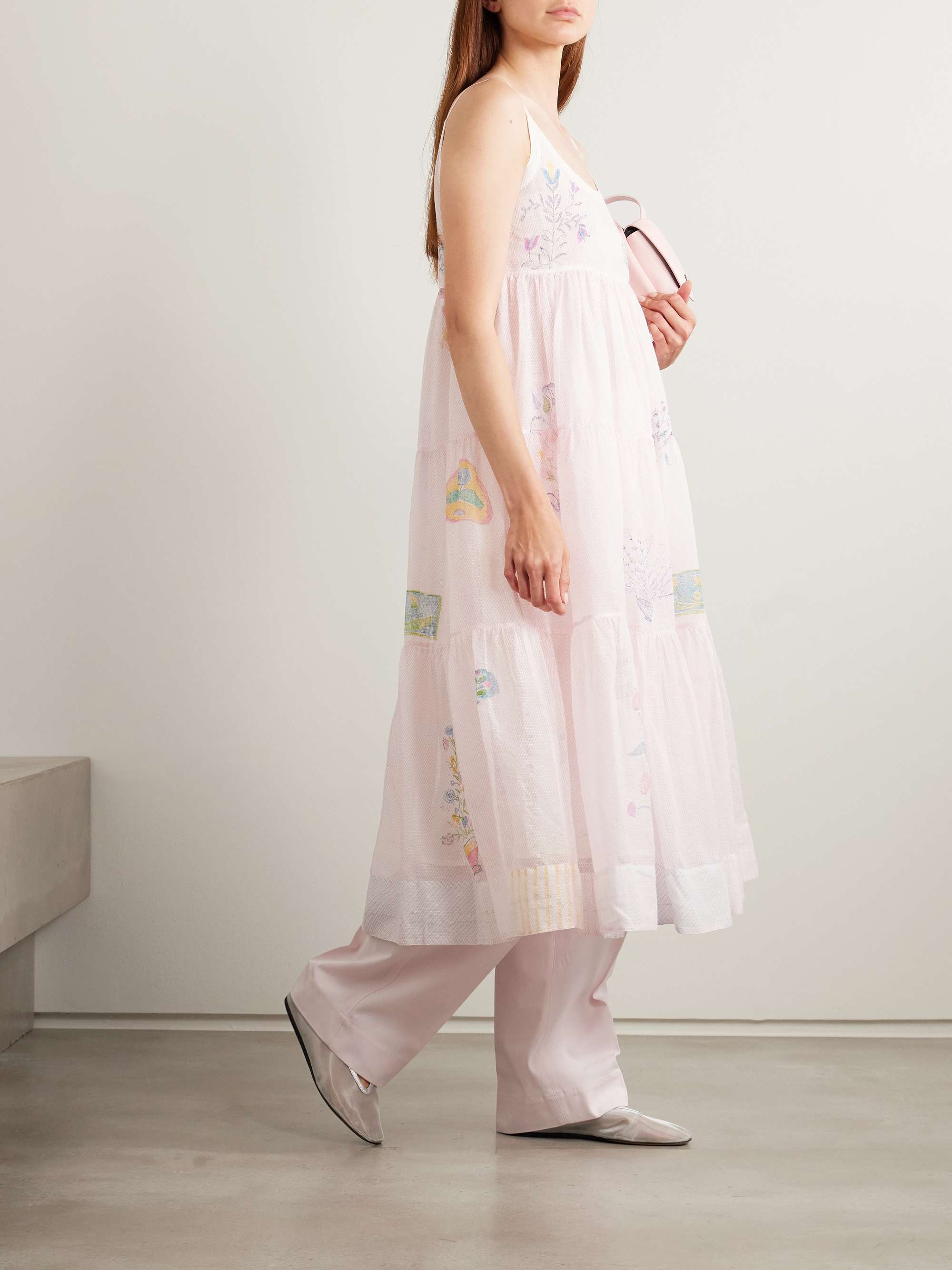 Ikumi tiered printed cotton Kota Doriya midi dress view