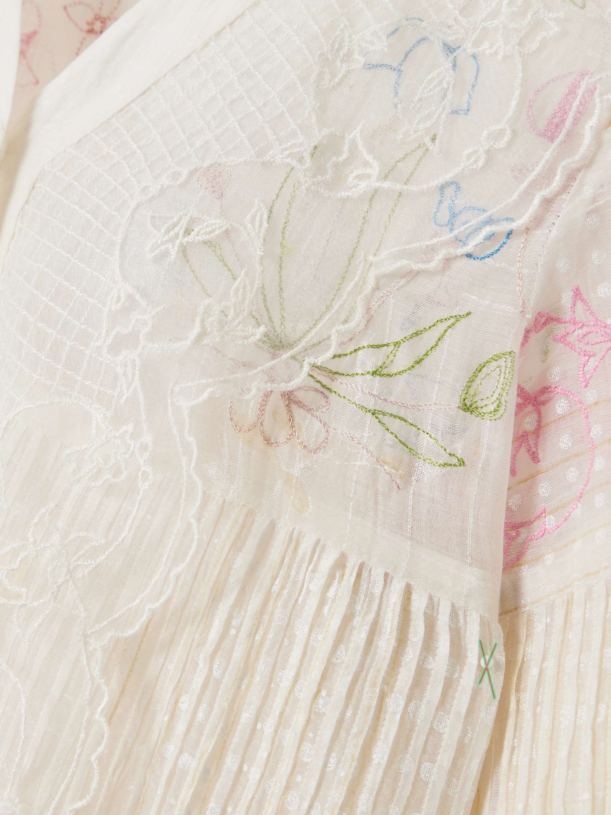Viola lace-trimmed printed embroidered cotton and silk-blend voile midi dress view