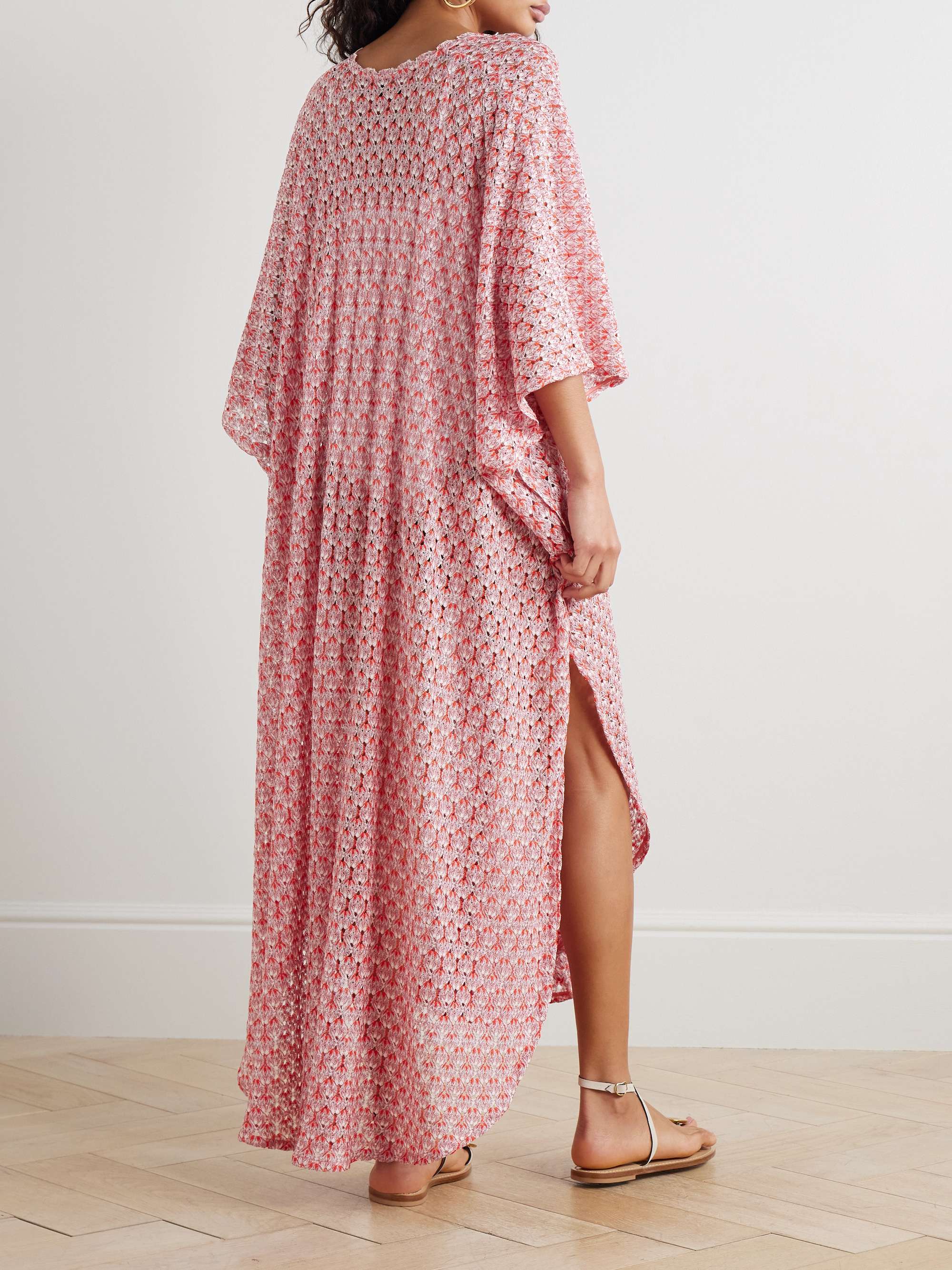 Striped metallic crochet-knit coverup view