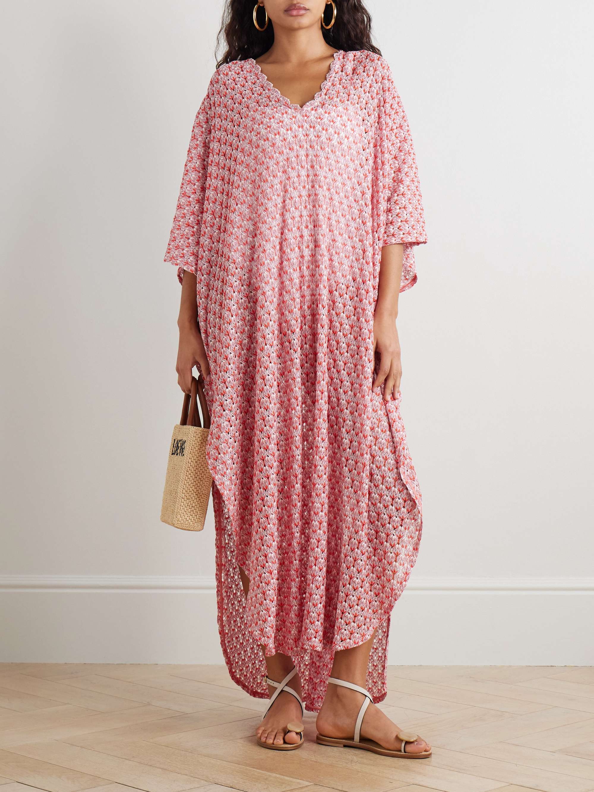 Striped metallic crochet-knit coverup view