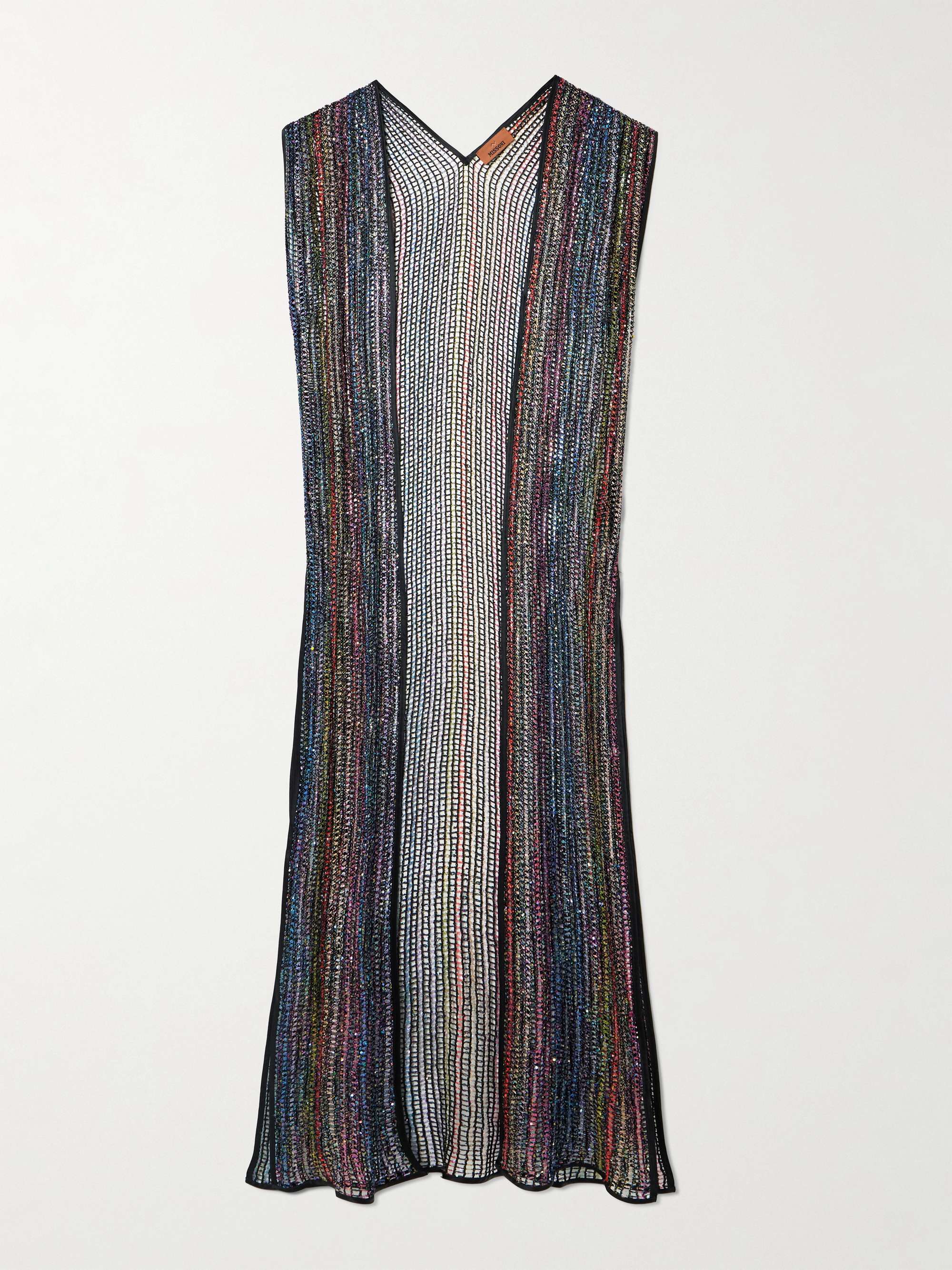Sequined metallic crochet-knit coverup view