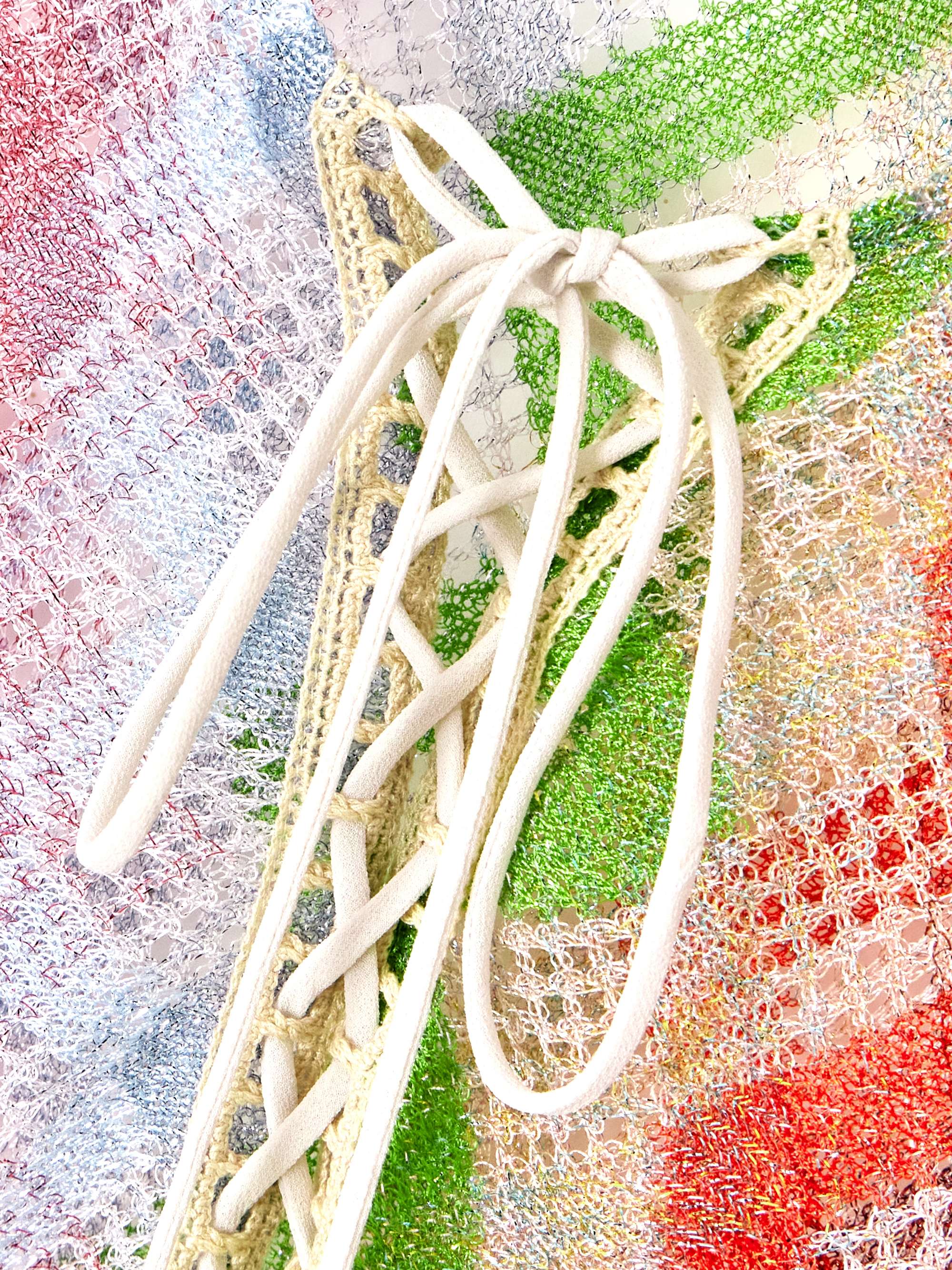 Mare lace-up metallic crochet-knit mini dress view