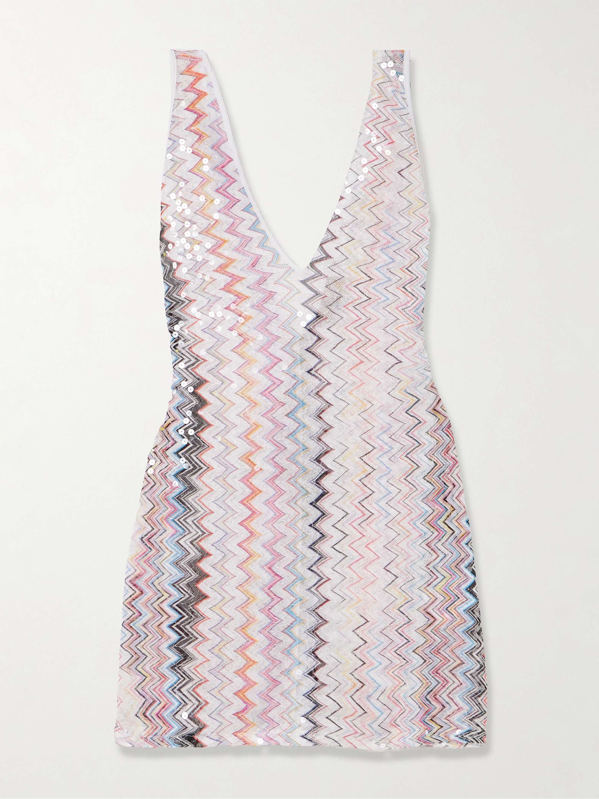 Sequined crochet-knit mini dress view
