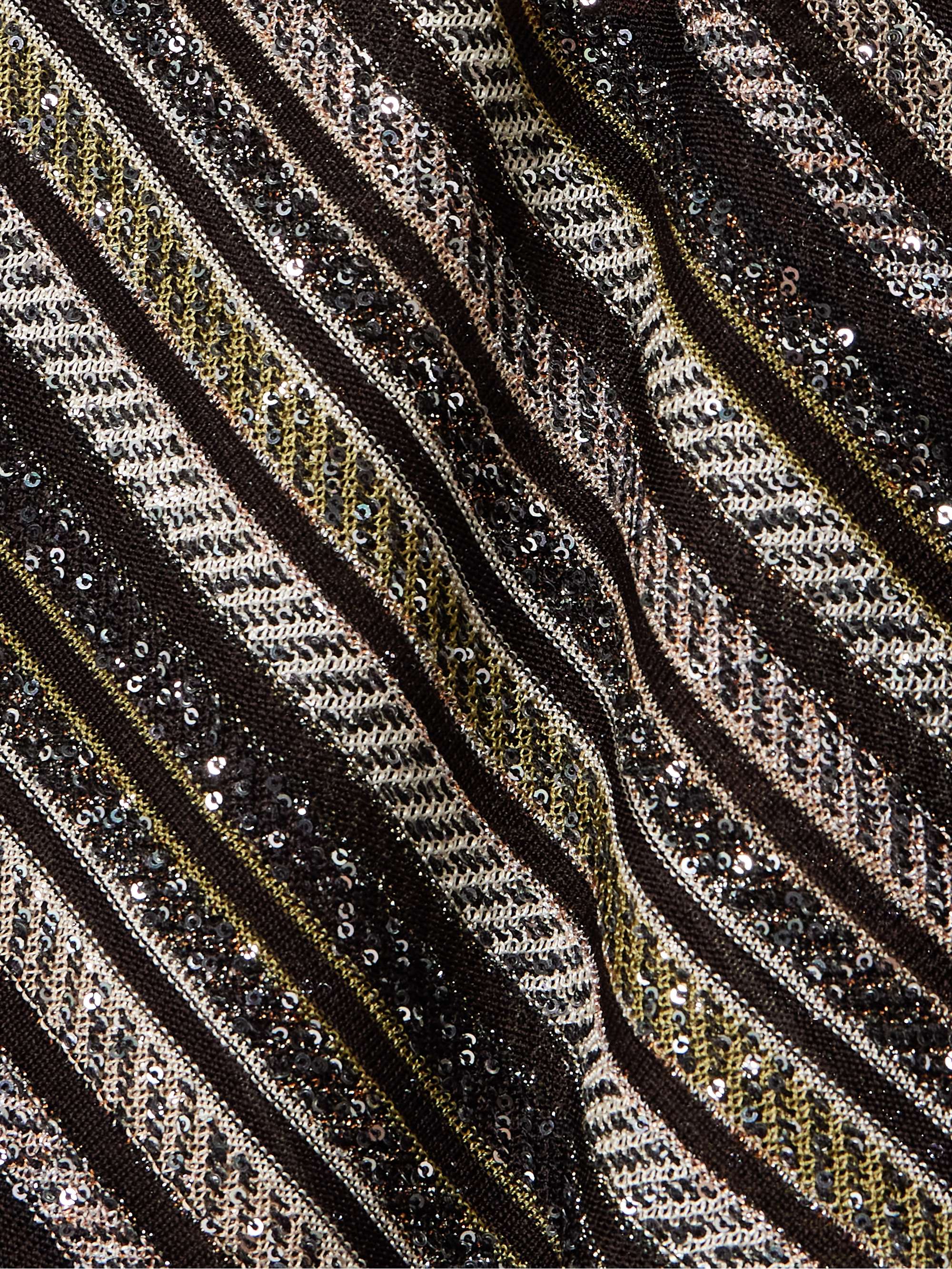 Sequined striped crochet-knit halterneck top view