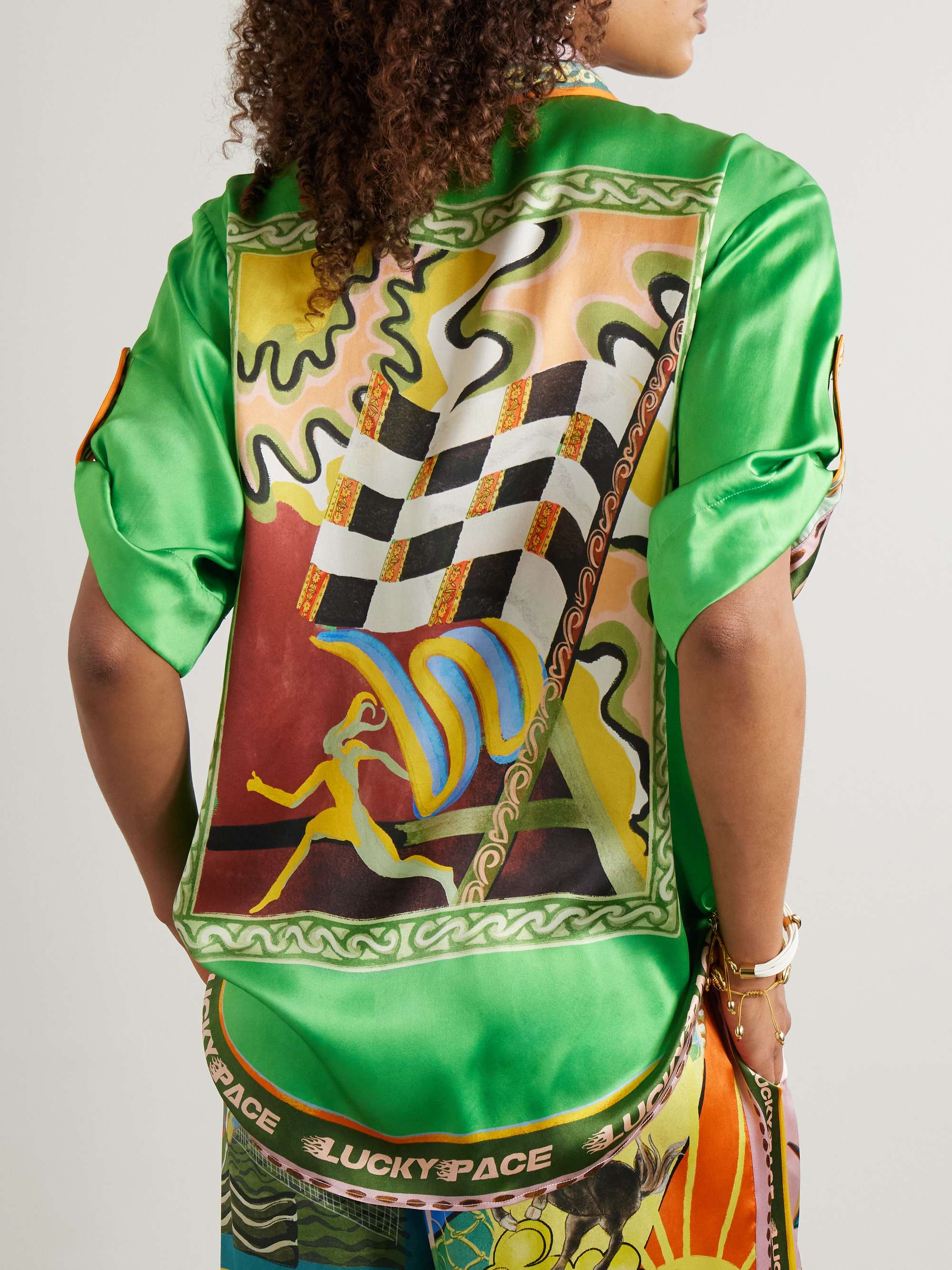 Lucky Pace printed silk-satin shirt view