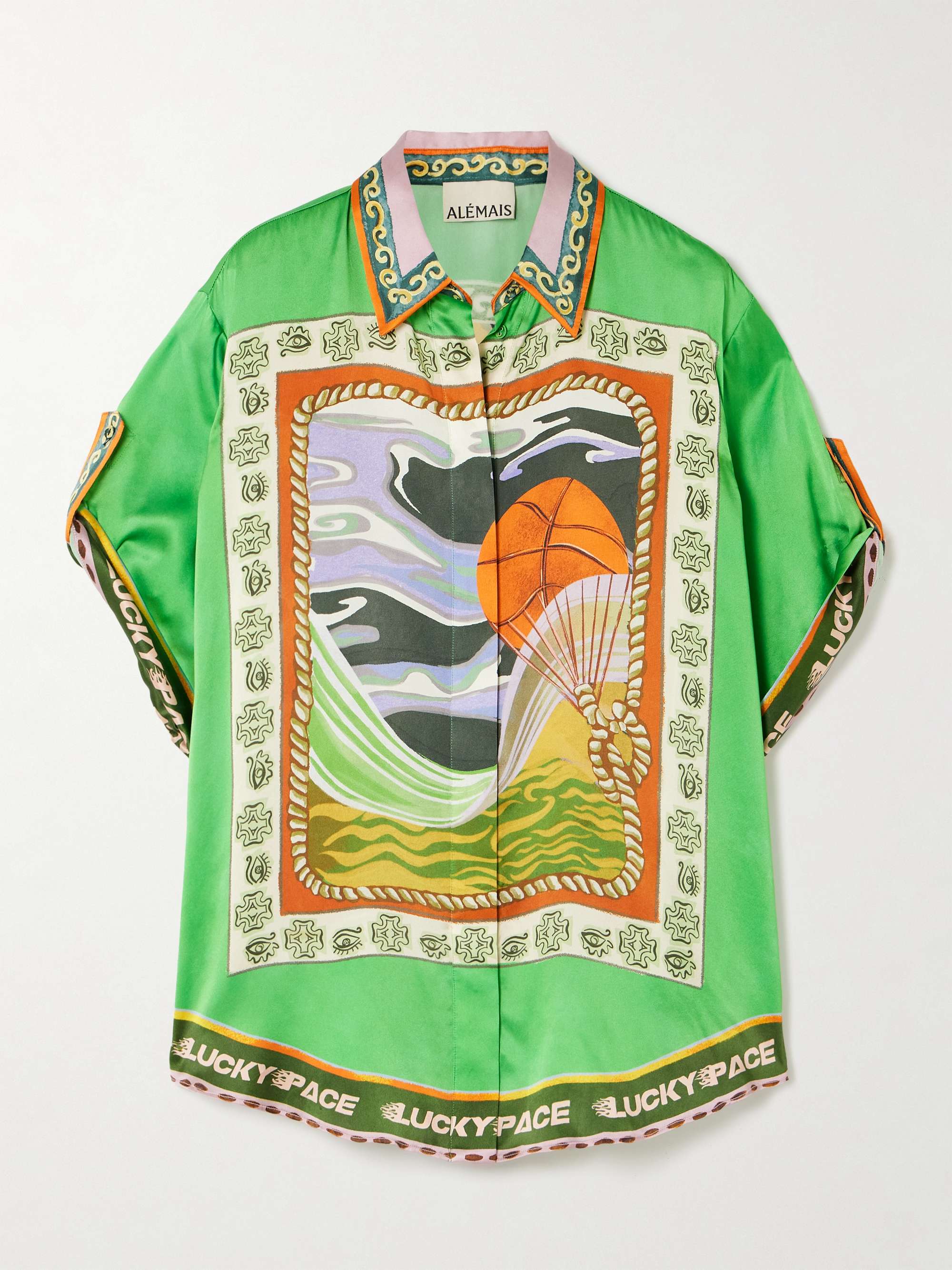 Lucky Pace printed silk-satin shirt view