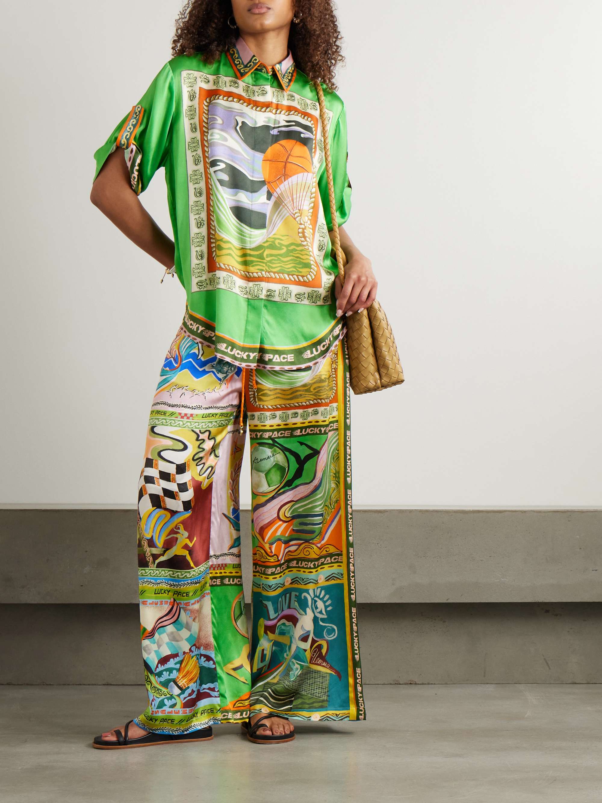 Lucky Pace printed silk-satin shirt view