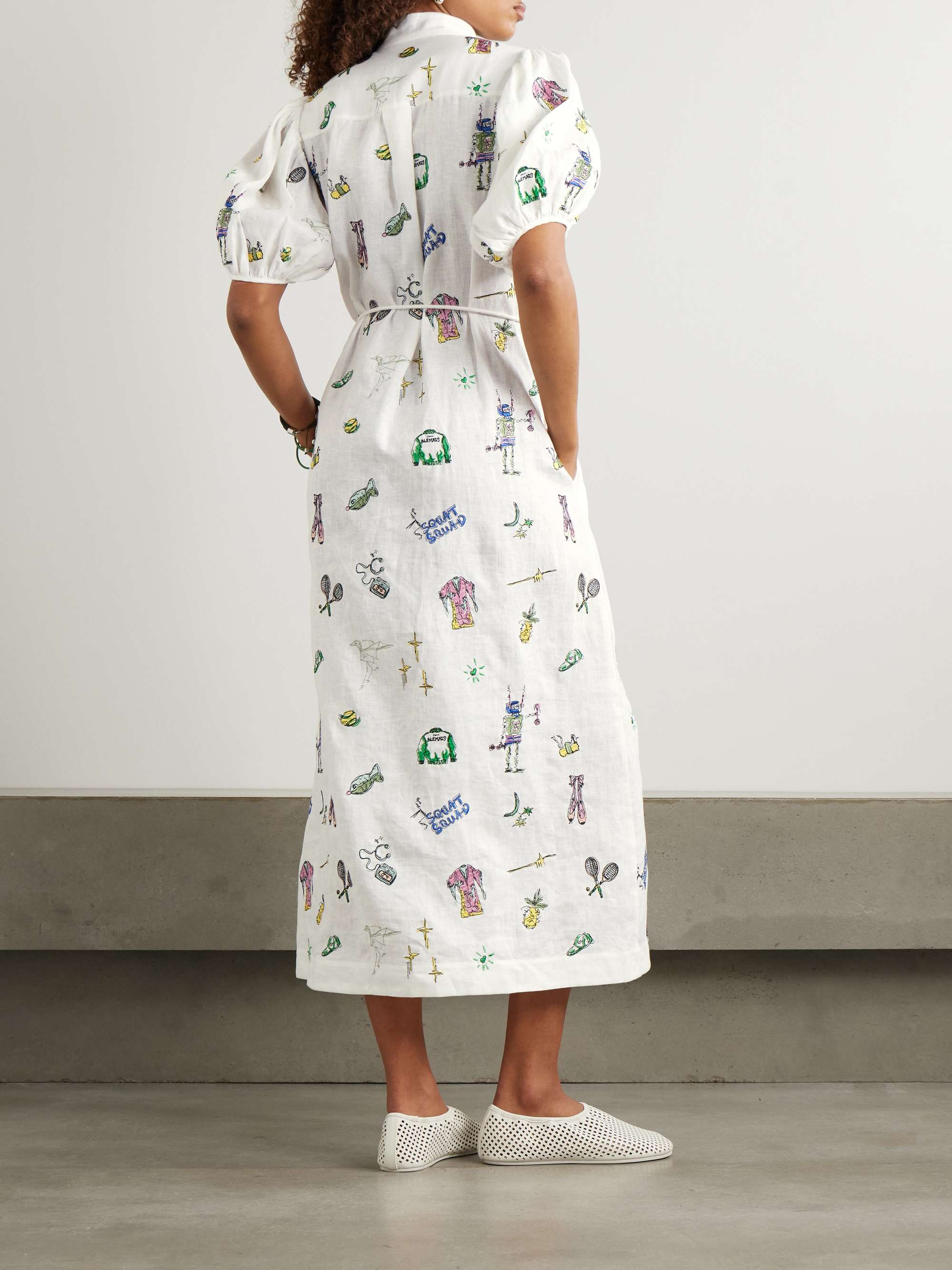 + Anouk Colantoni Play belted embroidered linen-gauze midi shirt dress view