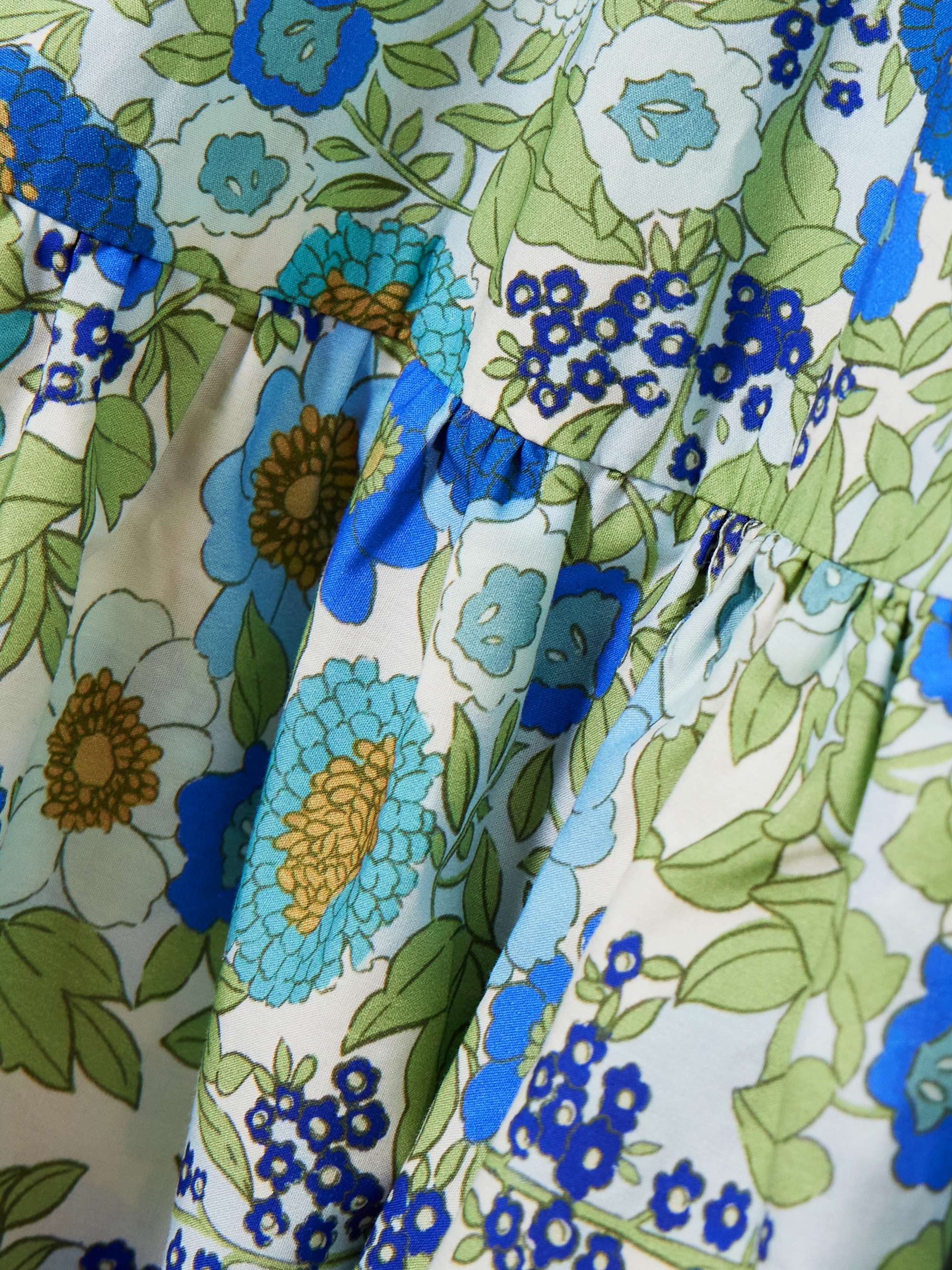 Pam tiered pintucked floral-print organic cotton-poplin midi dress view