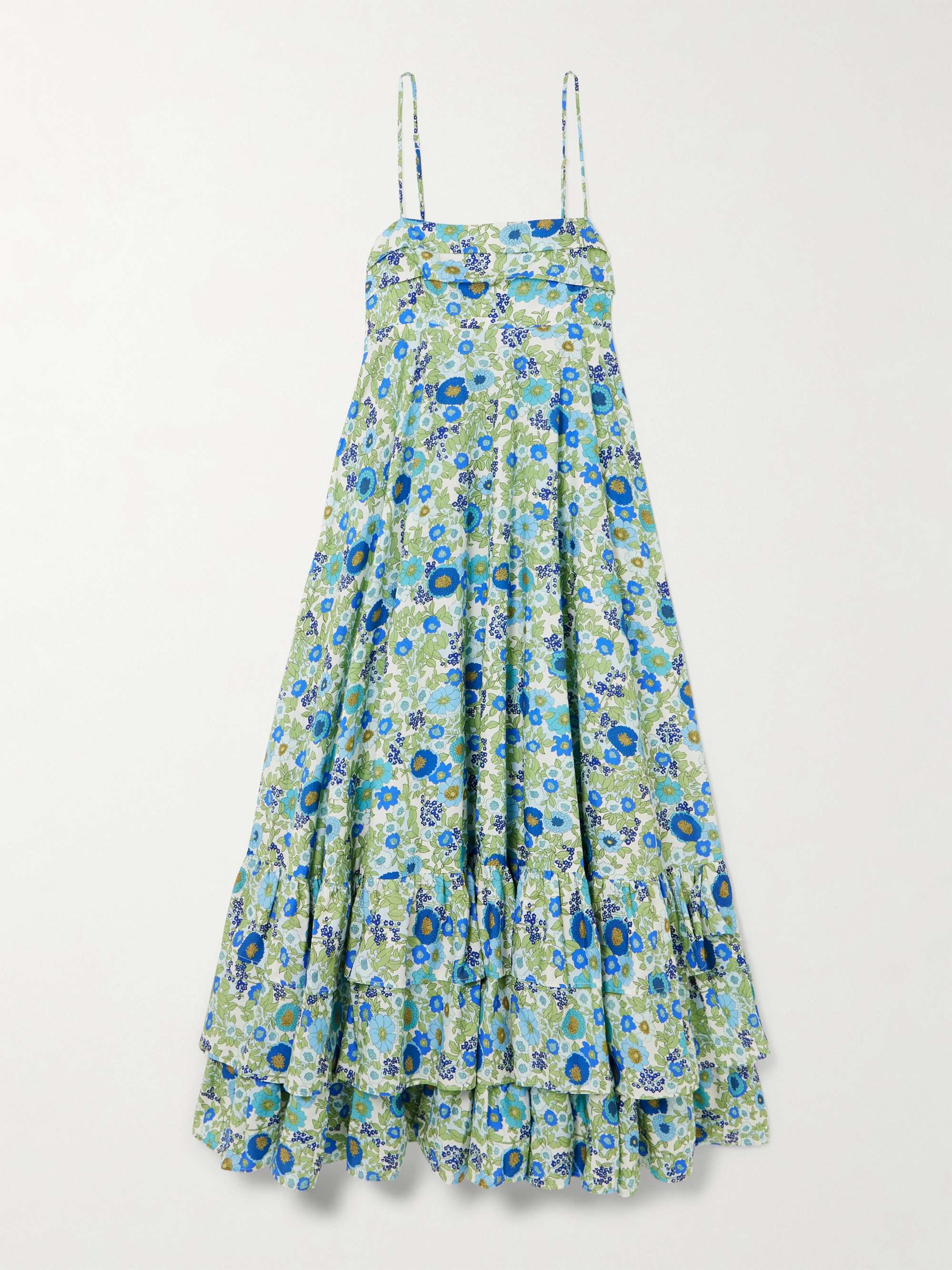 Pam tiered pintucked floral-print organic cotton-poplin midi dress view