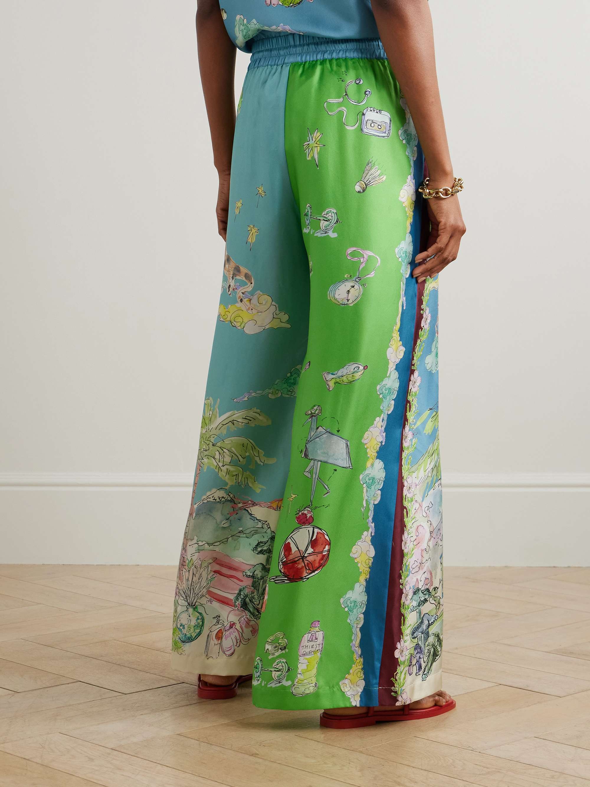 + Anouk Colantoni Daria embellished printed silk-twill wide-leg pants view