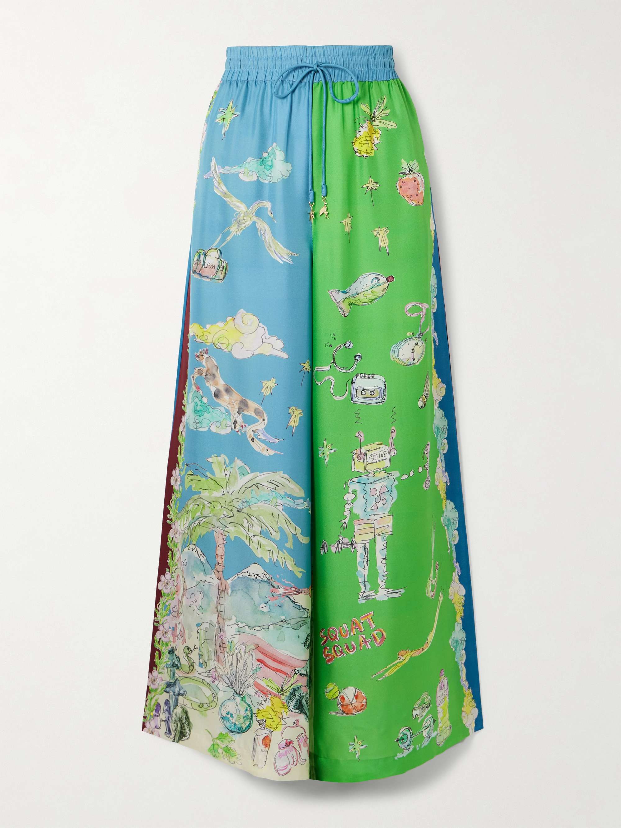 + Anouk Colantoni Daria embellished printed silk-twill wide-leg pants view