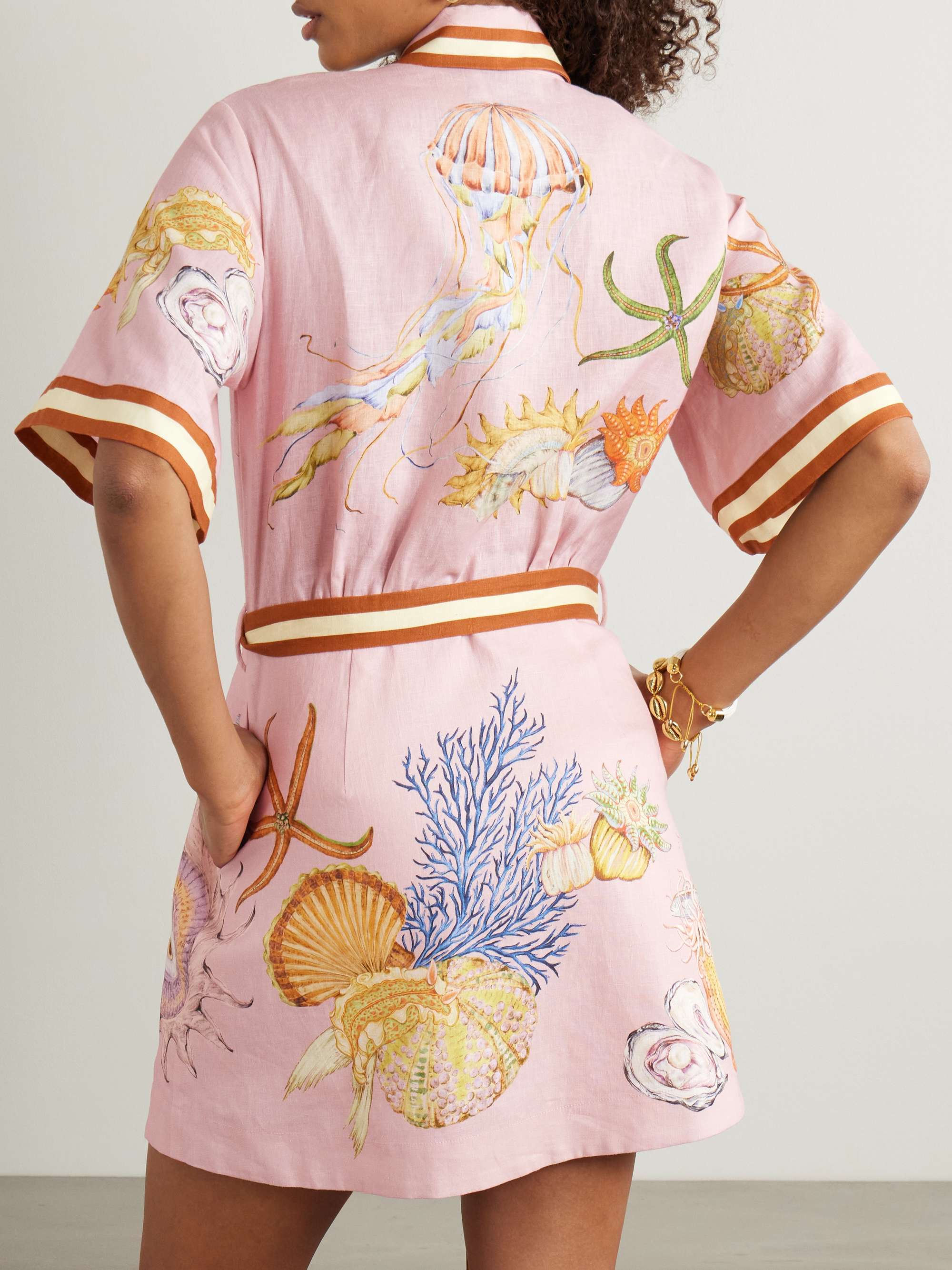 + Sam Pauletto Nereids belted printed linen-gauze mini shirt dress view