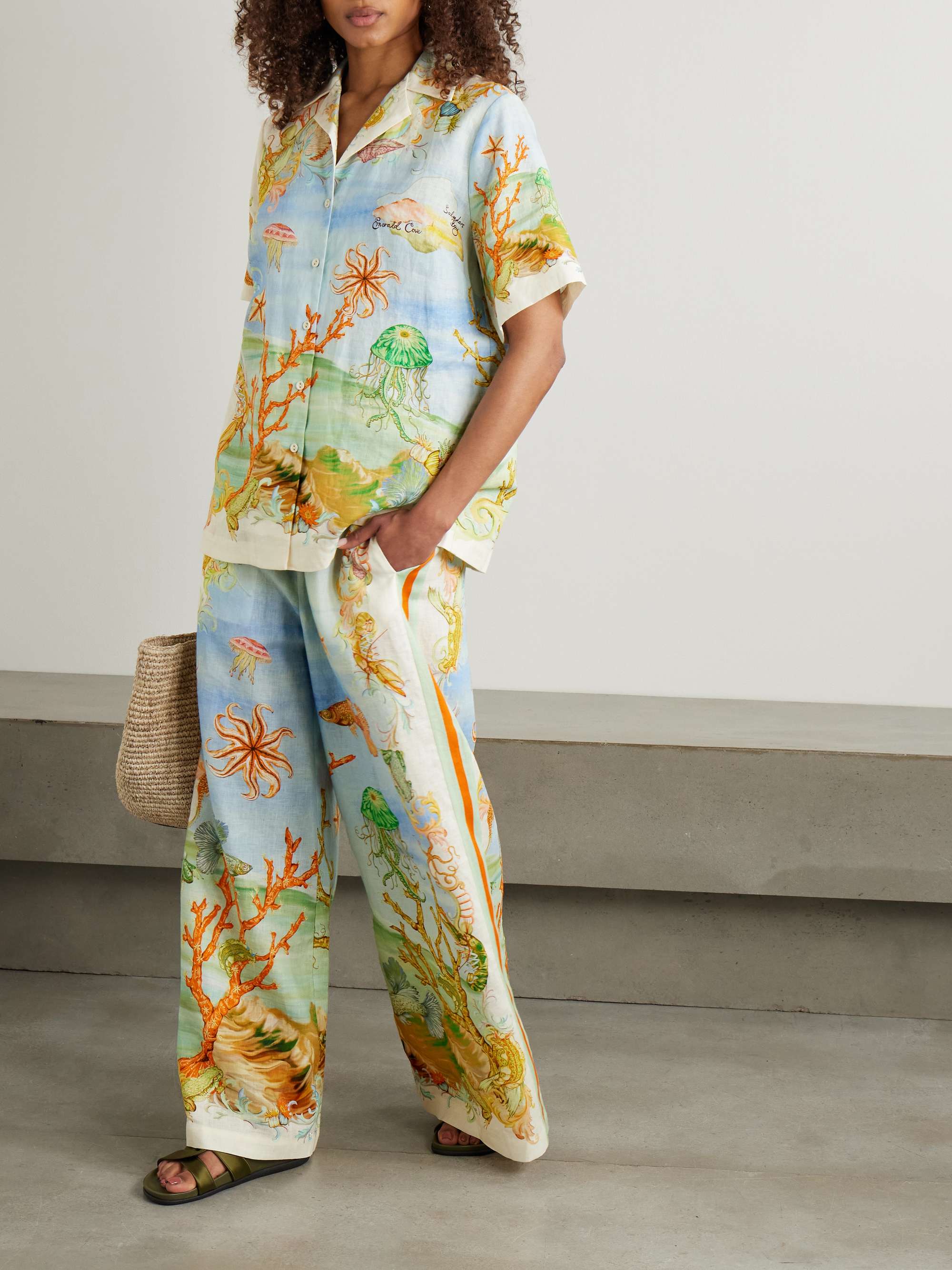 + Sam Pauletto Emerald Cove printed linen-gauze shirt view