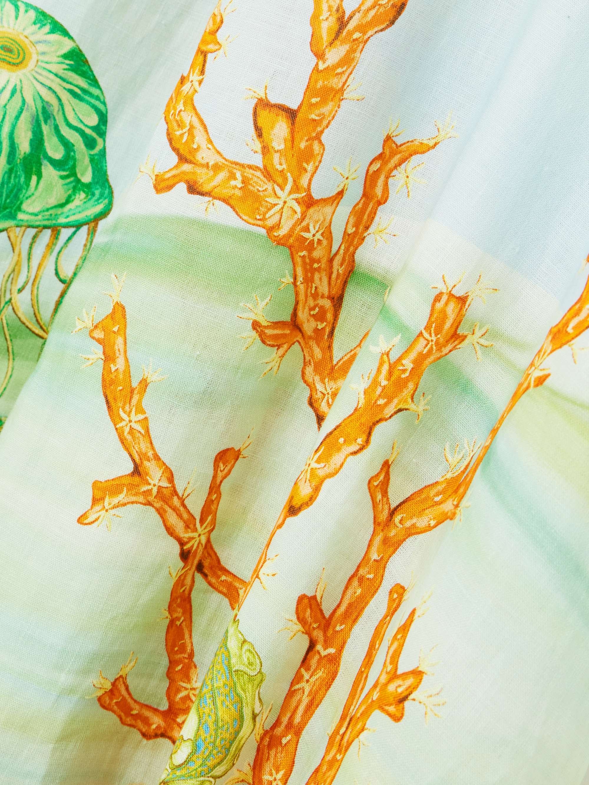 + Sam Pauletto Emerald Cove gathered printed linen-gauze midi dress view